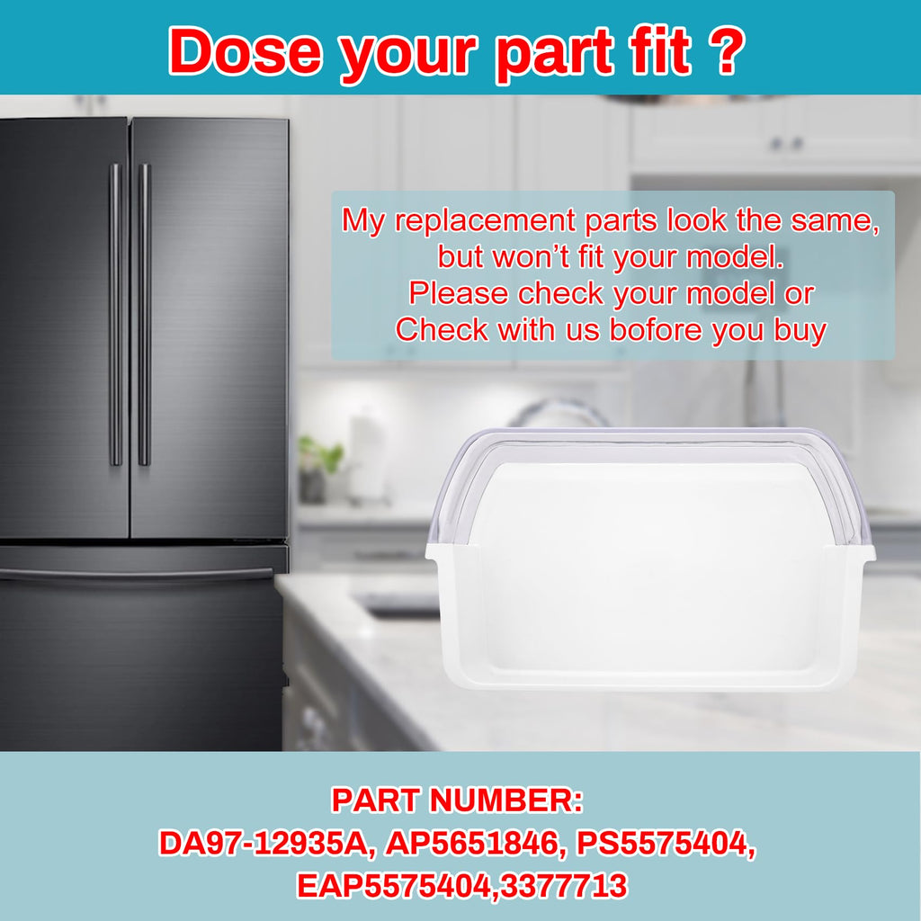 Knocokie DA97-12935A Door Bin, RF220NCTASR Compatible, White, Refrigerator Bin, Replacement Refrigerator Bins, Environmentally Friendly Materials