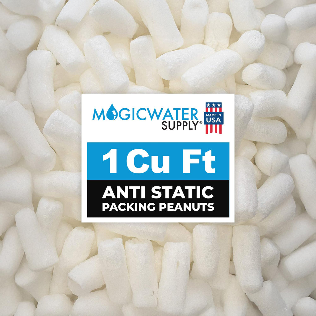 1 Cu Ft White Bio Tube Recycled Anti Static Packing Peanuts Popcorn Tube Shape Loose Fill | Magicwater Supply