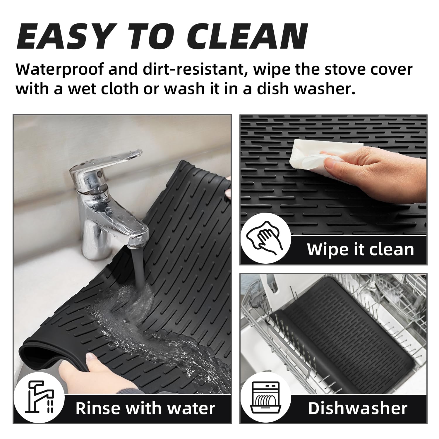 LOPNUR Thick Electric Stove Cover for Stove Top, 29.9"x20.9" Silicone Stove Mat for Glass Top Stove Cover, Heat Resistant Induction Cooktop Protector, Non-Slip Kitchen Glass Cooktop Protector, Black