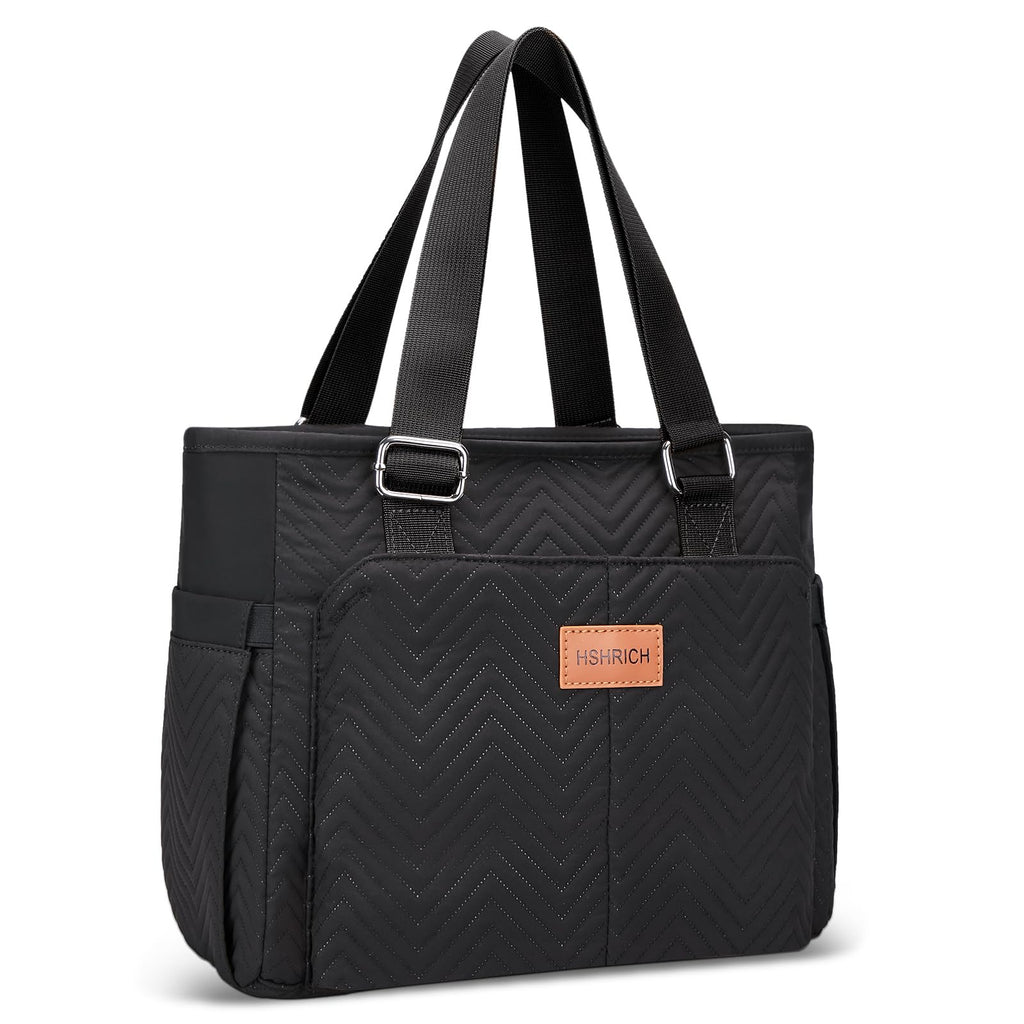 Large Women Lunch Bags for Work/Insulated Adult Lunch Box for Women/Leakproof Cooler Lunch Tote Bag with Storage Pocket. Reusable Lunch Cooler Purse for Work Picnic Hiking 12L, Black