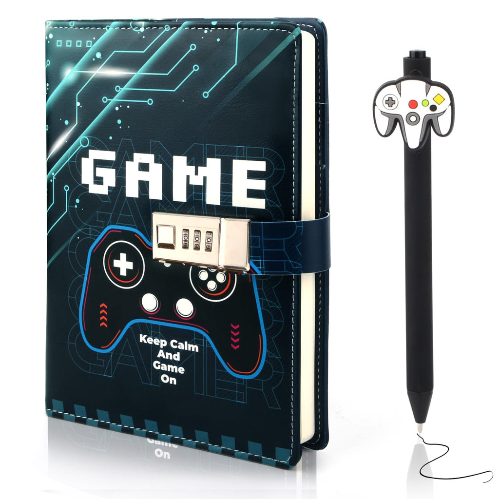 Diary with Lock for Boys Ages 8-12, Game Journal with Lock, Video Game Diary with Pen for Teen Boys 10-18, Gaming Notebook Birthday Gifts Back to School Gift Easter Gift for 10 11 12 14 15 16 Teenages