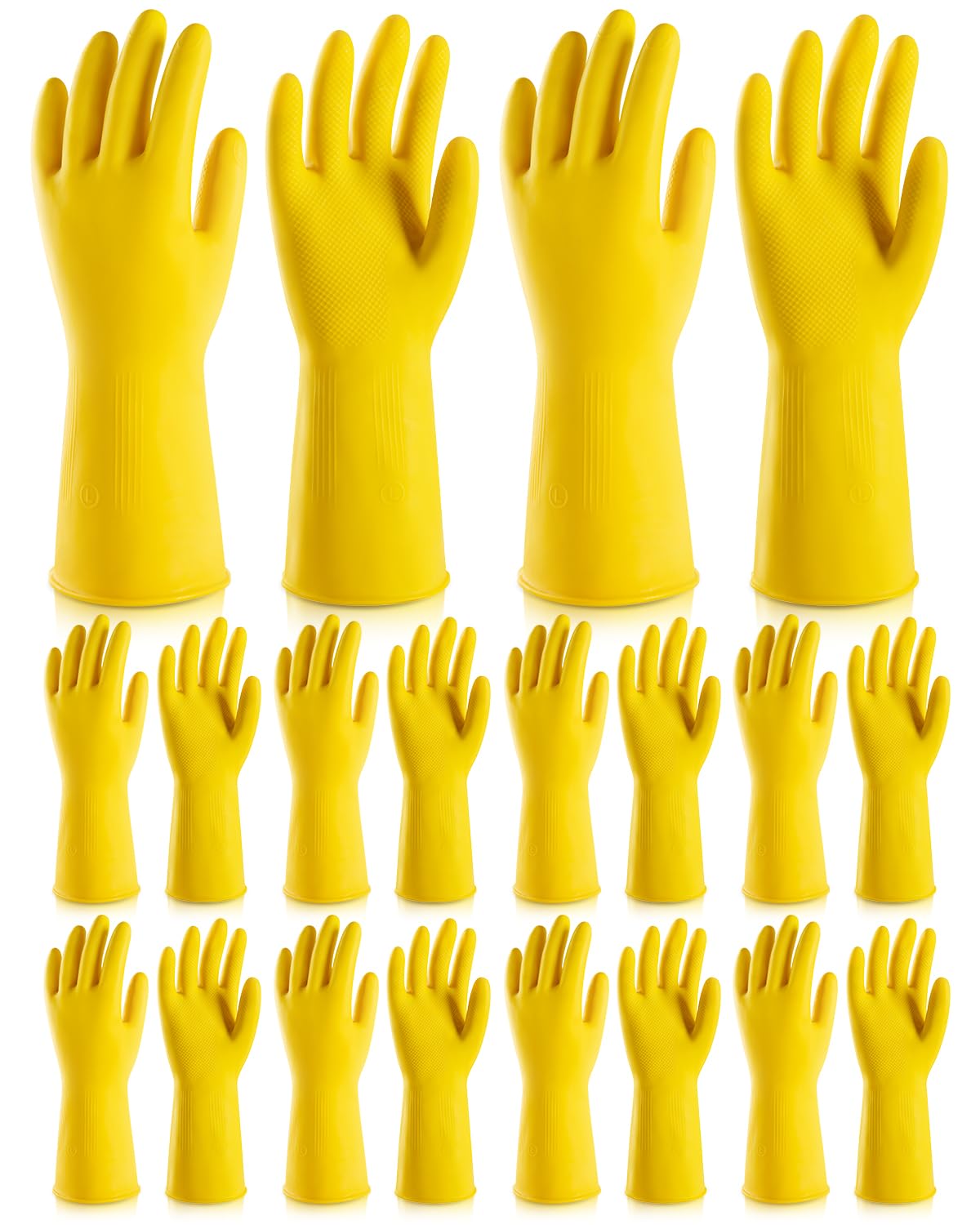 ThxToms 10 Pairs Rubber Cleaning Gloves, Reusable Household Dishwashing Gloves for Women Men, Kitchen and Bathroom Cleaning, Gardening, Pet Care, Extra Thickness, 20 Mil, 13", Heavy Duty, Non-Slip, M