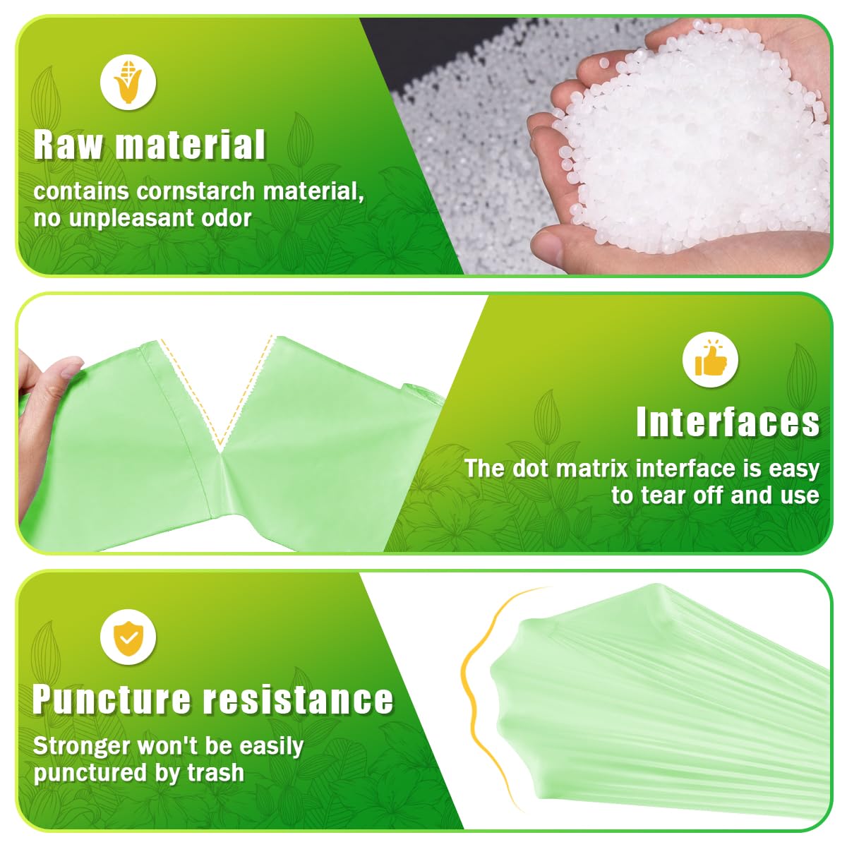 Expspru 4 Gallon Small Garbage Bags 15L Biodegradable Trash Bags - Heavy Duty Compostable Bags for Bathroom, Office, Bedroom, Kitchen, Durable & Leak-Proof, 120 Count Green
