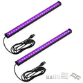 UV LED Black Light Bar, 10W USB 5ft Cable UV Light, 1ft Blacklight Bar for Body Painting Blacklights Tapestry Poster Glow Party Black Lights Strip for Cabinet, 2 Pack
