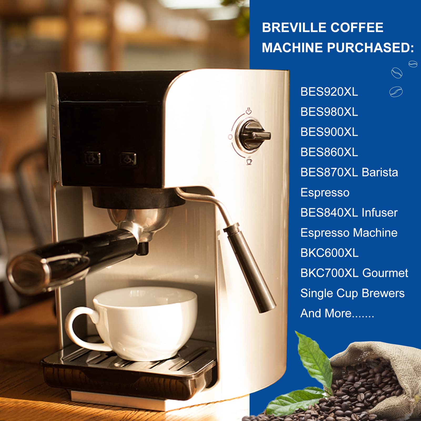 12-Pack BWF100 Filters for Breville* Filters Breville* Espresso Cappuccino Coffee Machine BES870 BES810 BES990 BES980 BES920 BES870XL BES860XL BKC600XL Charcoal Water Filter Coffee Maker Cartridge