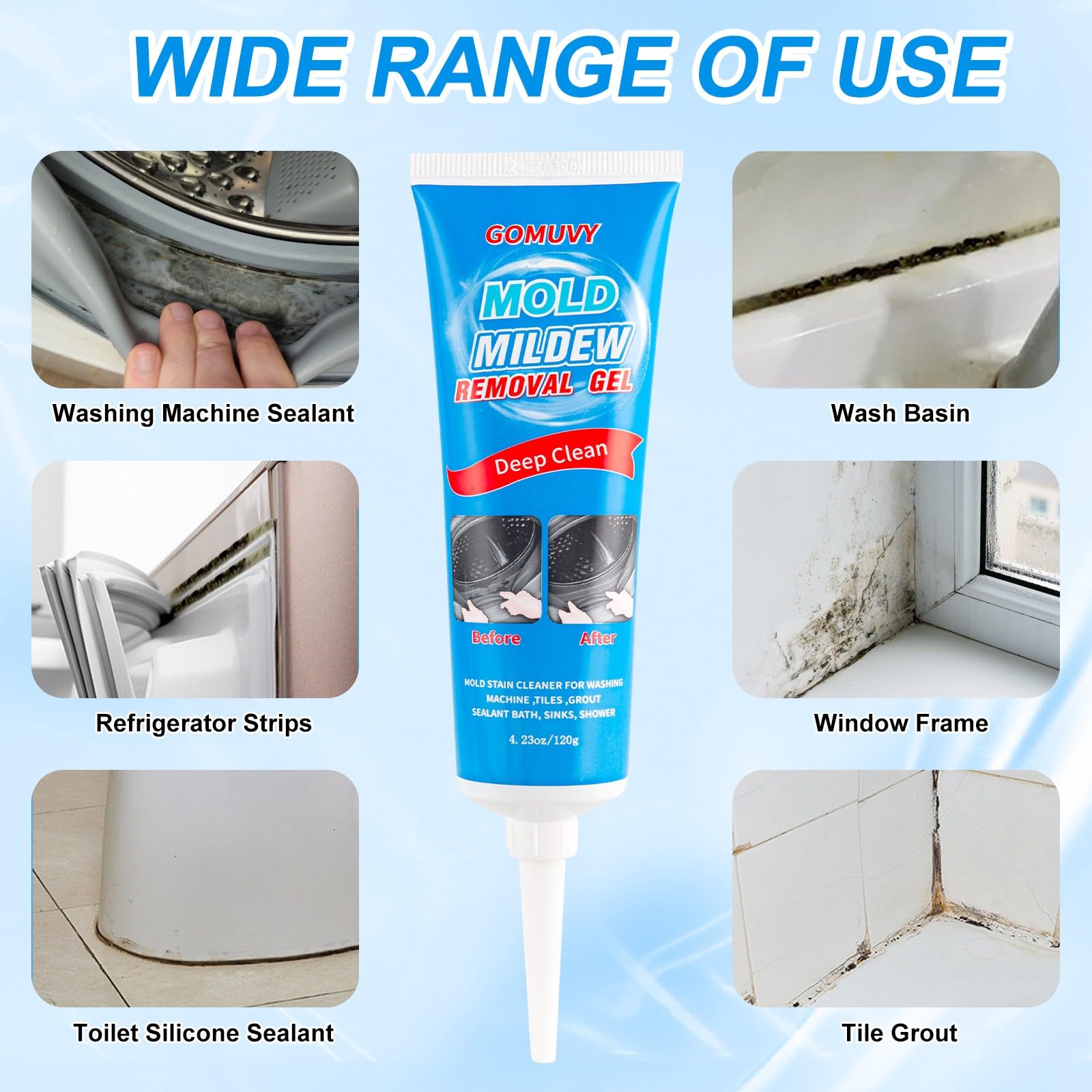 Home Mou-ld Remover Gel, 2 Pack Blck Stain Grout Cleaner, Washing Machine Gel for Washing Machine Refrigerator Strips, Bathroom, Wall, Tiles Grout, Sealant, Glass, Kitchen, Sinks