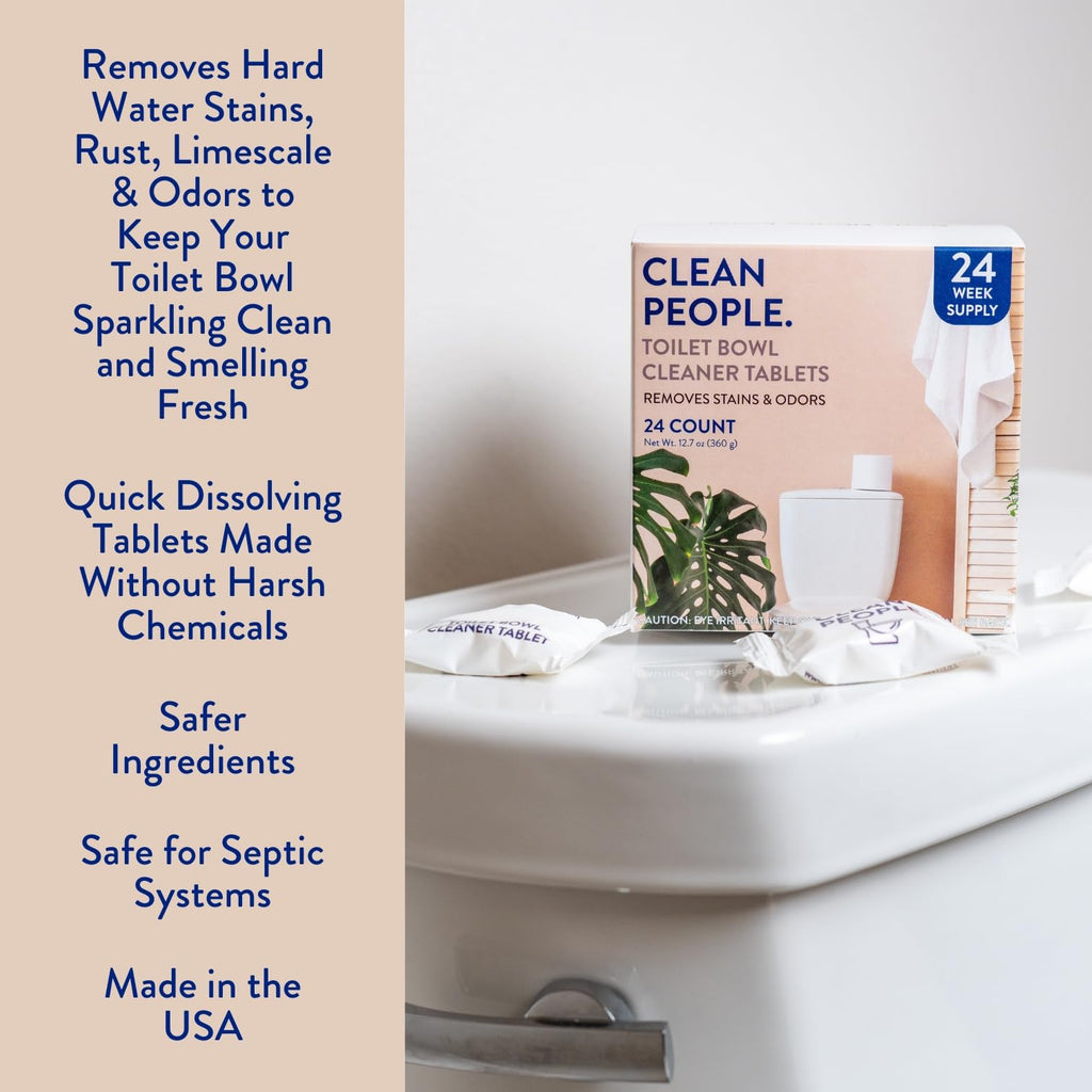 THE CLEAN PEOPLE Toilet Cleaner, Eco-Friendly Toilet Cleaning Pads, For Removing Hard Water Stains, Rust and Limestone Build-Up (12 Count)