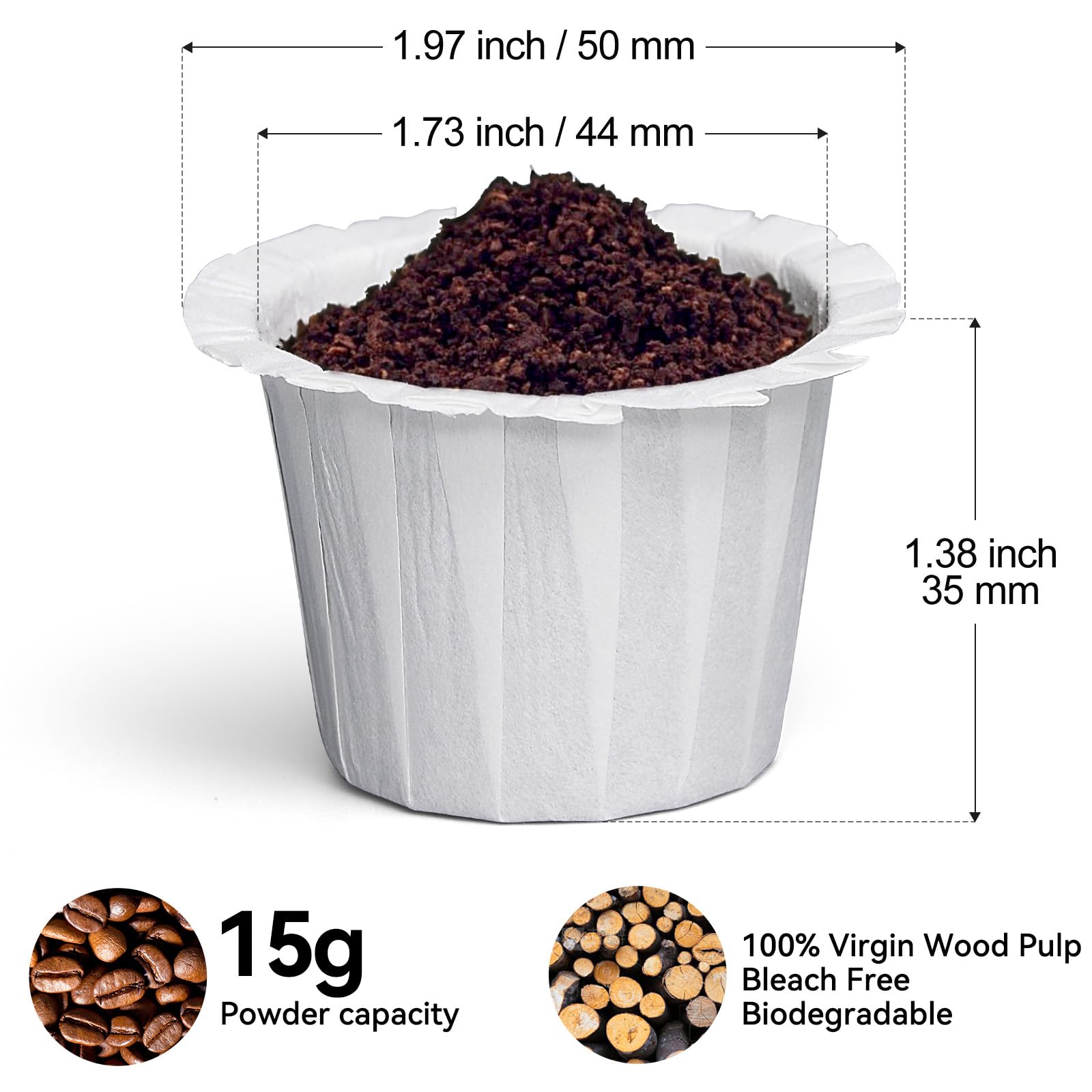 300 Count Fanativita K Cup Coffee Filters Disposable, Compatible with All Reusable K Cups (White)
