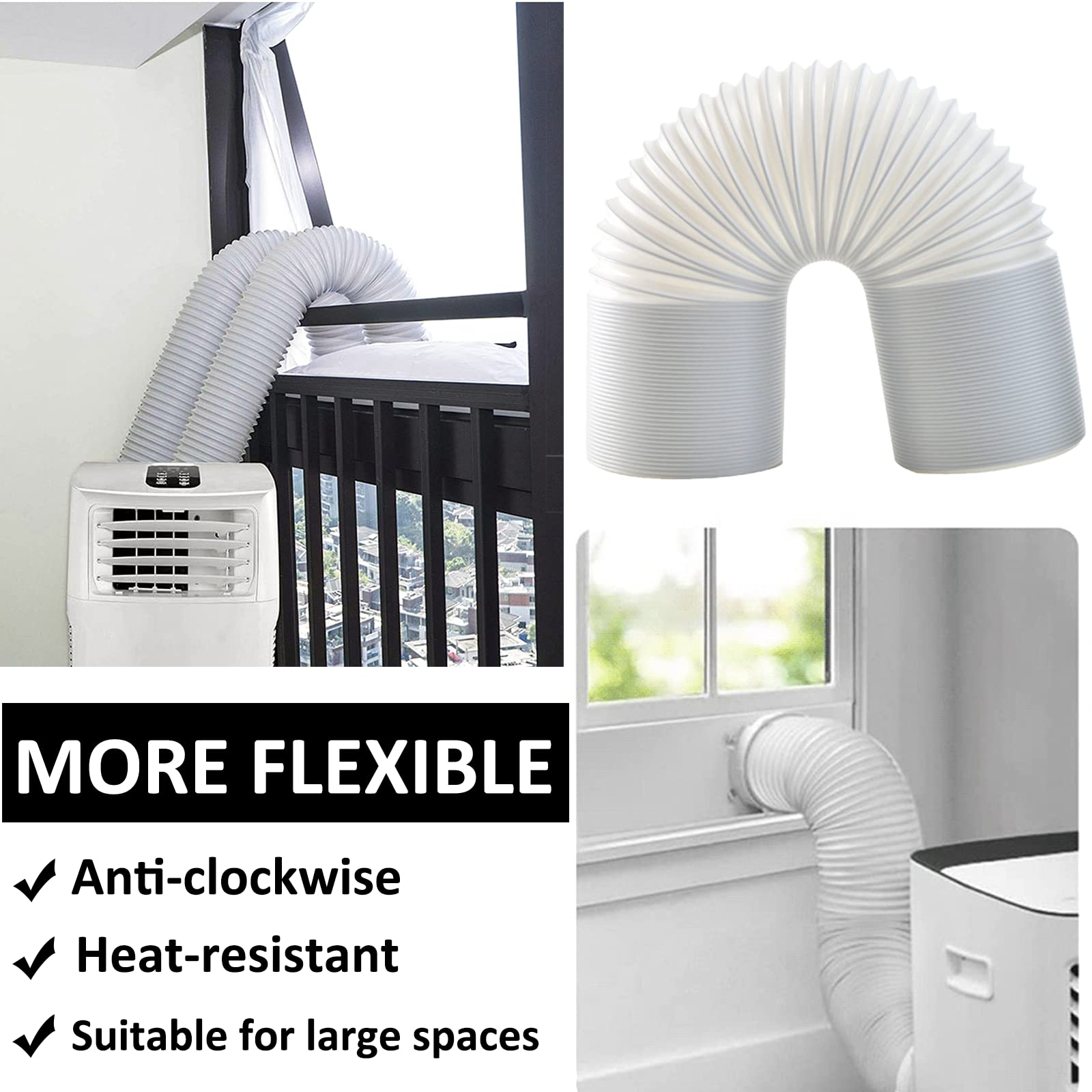 FUBININA 80" Portable Air Conditioner Hose, AC Hose with 5.9" Diameter, Anti-Clockwise Thread AC Exhaust Hose for Portable AC Vent Replacement Tube Compatible with LG Air Conditioner Part