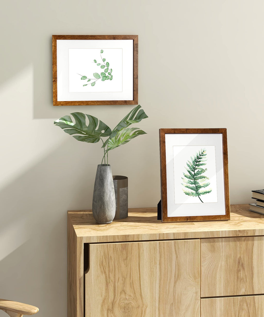 Sonefreiy 11x14 Picture Frame Wood with Mat for 8x10 Modern Brown Photo Frame Set for Desk and Wall Gallery Home Decor Gift for Family Friends Mothers Day Gifts, Set of 2
