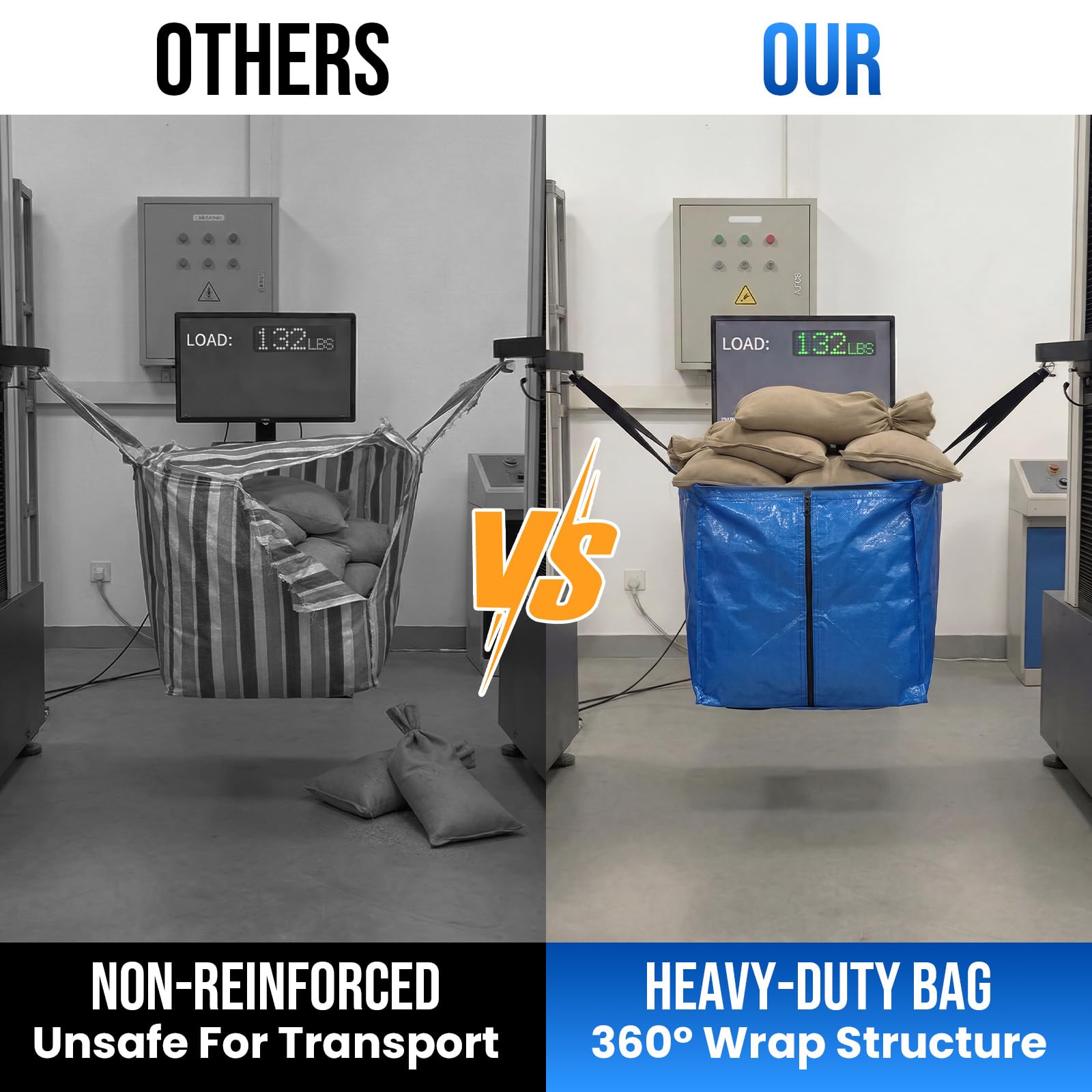 TAILI Heavy Duty Moving Bags, Cloth Storage Extra Large Tote Bag Container with Sturdy Zipper and Strong Handles, Blue, 4 Pack