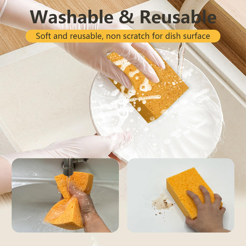 Wash Sponges, 3 Pack Extra Thick Large Cleaning Sponge Multi-Purpose for Bathroom Kitchen Household Bike Boat Car, Large Size Sponges 4'' X 6'' X 2" (Yellow)