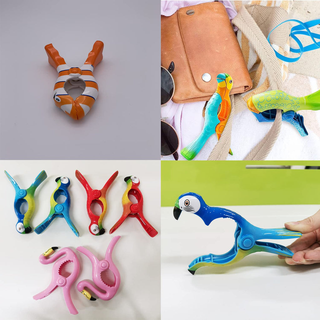 Paifeancodill Creative Beach Towel Clips, 4 Pcs Clownfish Towel Clips for Beach Chairs Plastic Lounge Chair Towel Clips, Beach Chair Clips, Pool Clips for Lounger, Lounge Chair(Blue+Orange Clownfish)
