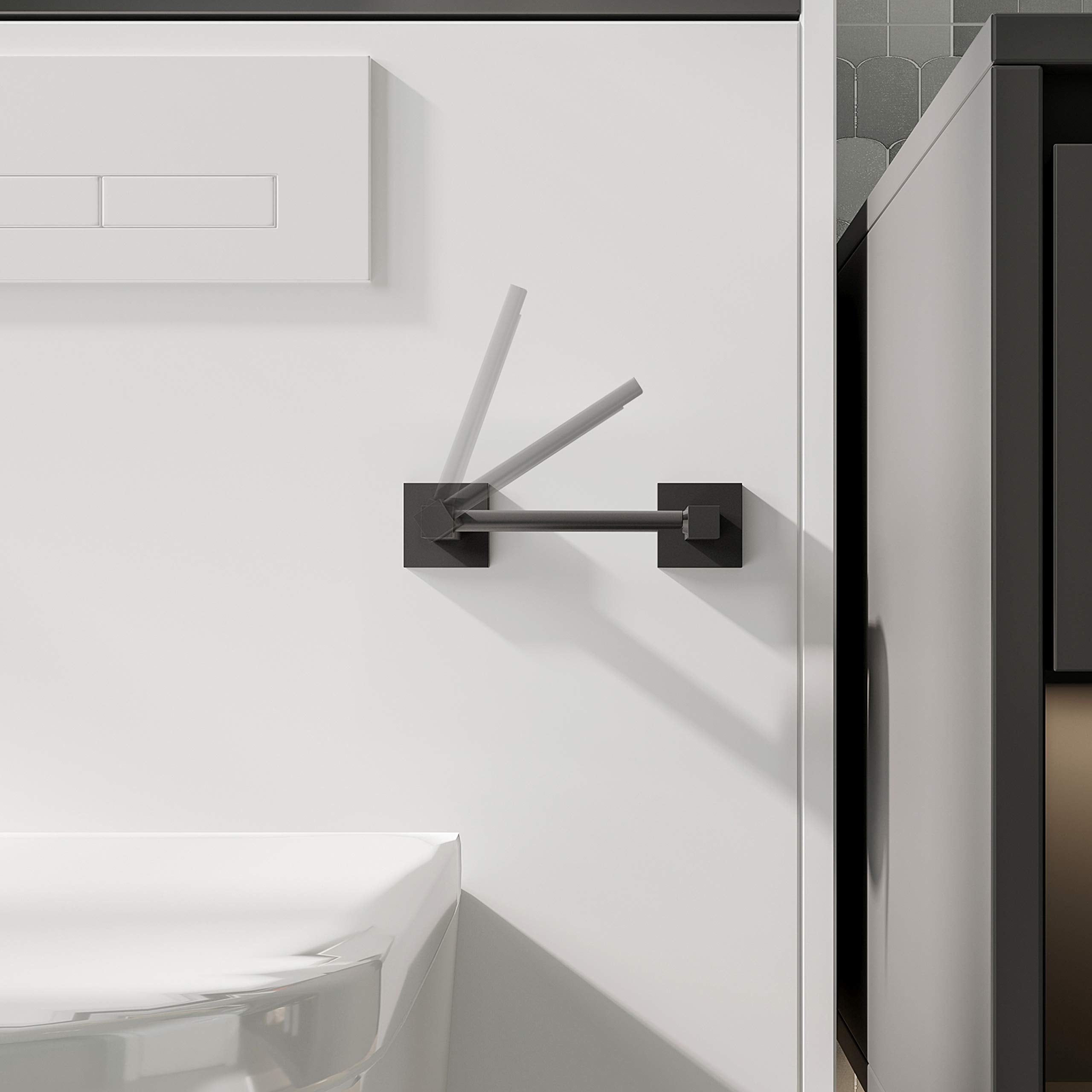 Ruacq Toilet Paper Holder Matte Black Double Post Pivoting Square Tissue Holders Roll Holder Hangers Toilet Paper Stand Stainless Steel and Zinc Alloy Modern Wall Mounted