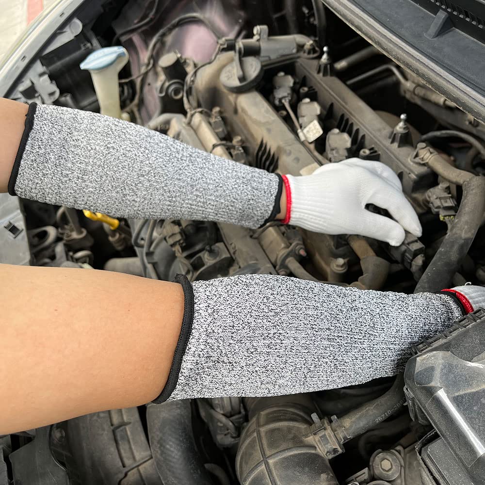 3 Pairs Cut Resistant Sleeves Level 5 Protection Arm Protectors for Thin Skin and Bruising 10" Long Comfortable Anti-abrasion Safety Sleeve for Arms for Work Men Women(2 Black + 1 Gray)