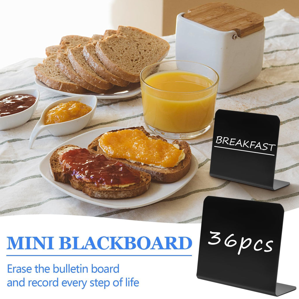 PIAOPIAONIU 36 Pcs 3x4 Inch Small Chalkboards Sign Rectangle L-Shaped Mini Chalk Board Reusable Tabletop Message Black Food Labels for Carnival Wedding Party Buffet Shop