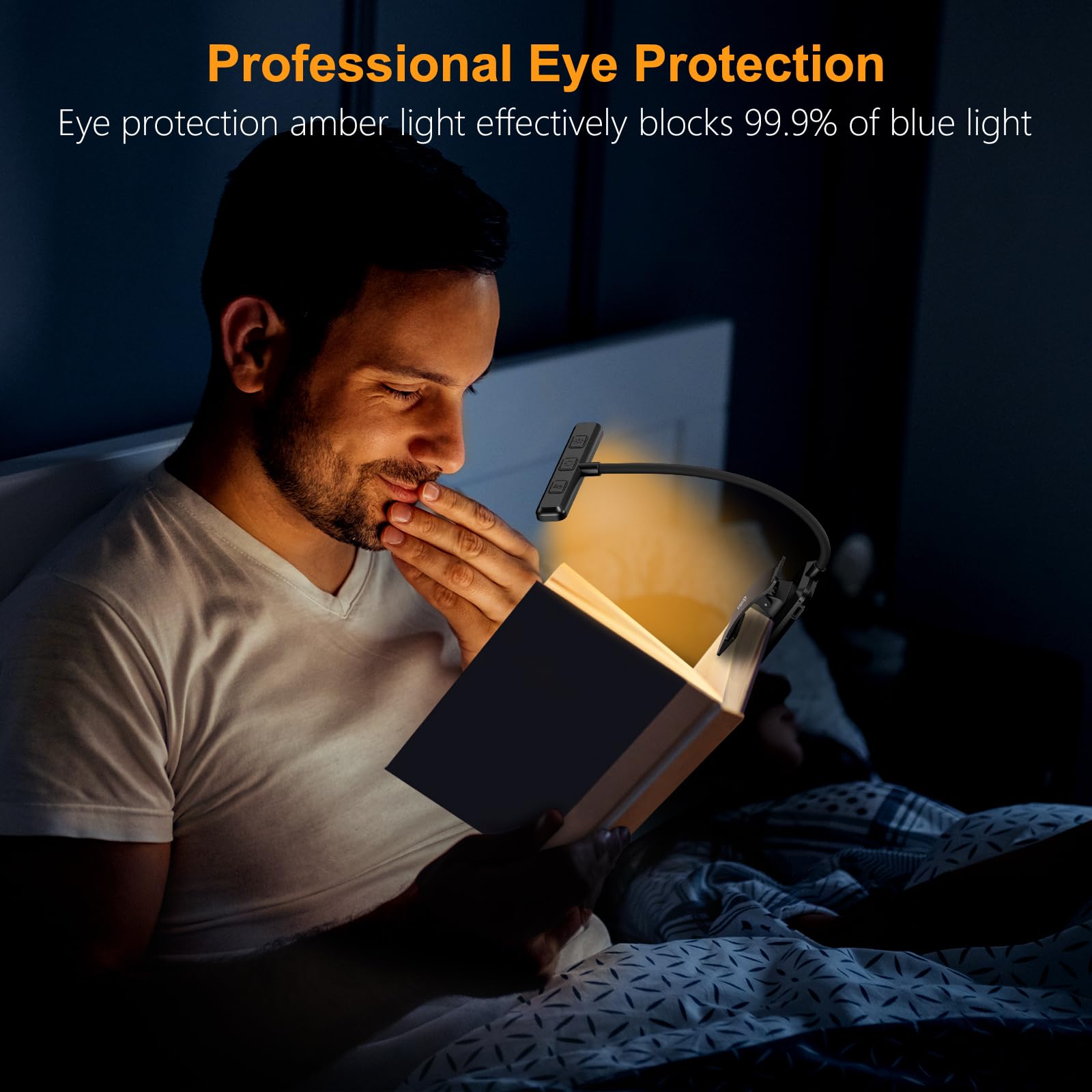 Gritin 19 LED Rechargeable Book Light for Reading in Bed with Memory Function- Eye Caring 3 Color Temperatures,Stepless Dimming Brightness,90 Hrs Runtime Clip on Light for Book Lovers- 2 Pack-Black