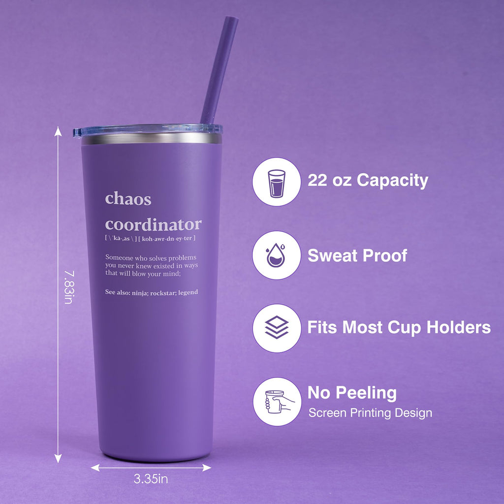 Inncup Chaos Coordinator Gifts for Women, Appreciation Gift, Thank You Gifts for Employee, Boss, Teacher, Manager, Assistant, Coworker, Secretary- 22Oz Tumbler