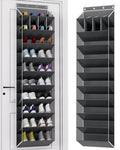KYEVIS Over the Door Shoe Organizer, 10-Tier Hanging Shoe Rack for Closet with Deep Pockets, Space-Saving Storage Holds 20 Pairs for Sneakers, Boots (Grey)