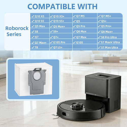 18pcs Q5 Q7 Disposable Dust Bags for Roborock Q5+/Q5 Max+/Q5 Pro+/Q7/Q7+/Q7 Max+/Q7 M5/S7 MaxV Ultra/S8/S8+/Q8 Max+/S8 Pro Ultra/Q10 S5+/Q10 X5/T8 Robot Vacuum, 3.6L Dust Bag Replacement Parts