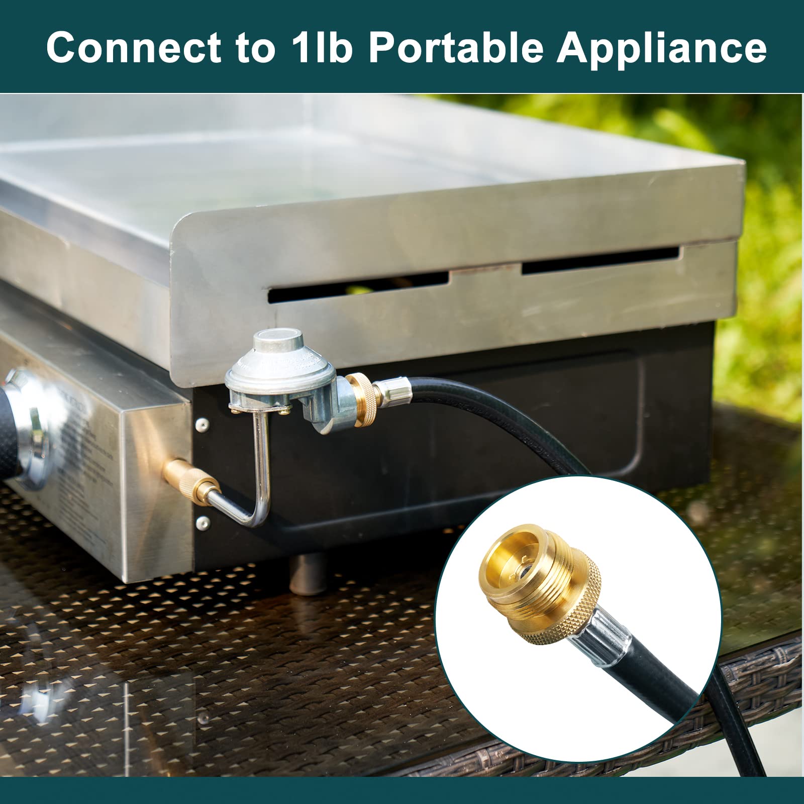 GASPRO 12-Foot Hose Adapter, Connect 1lb Small Appliances to 5-100lb Tank, Perfect for Buddy Heater, Portable Grill, Camping Stove and More