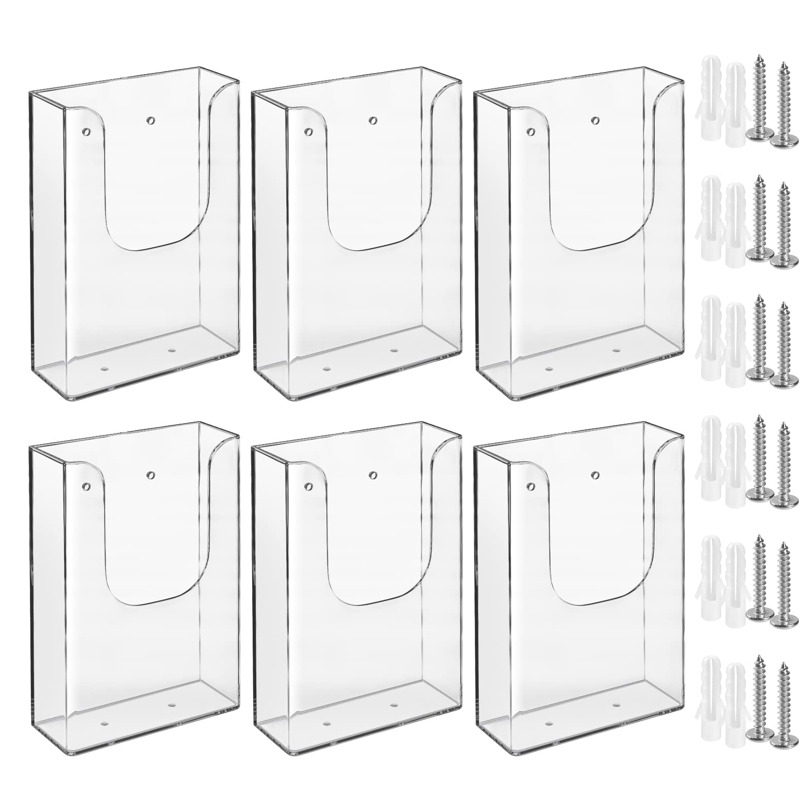zavekia Brochure Holder, 6 Pack 4 x 6 Inches Transparent Polystyrene Wall Mount Literature Holder