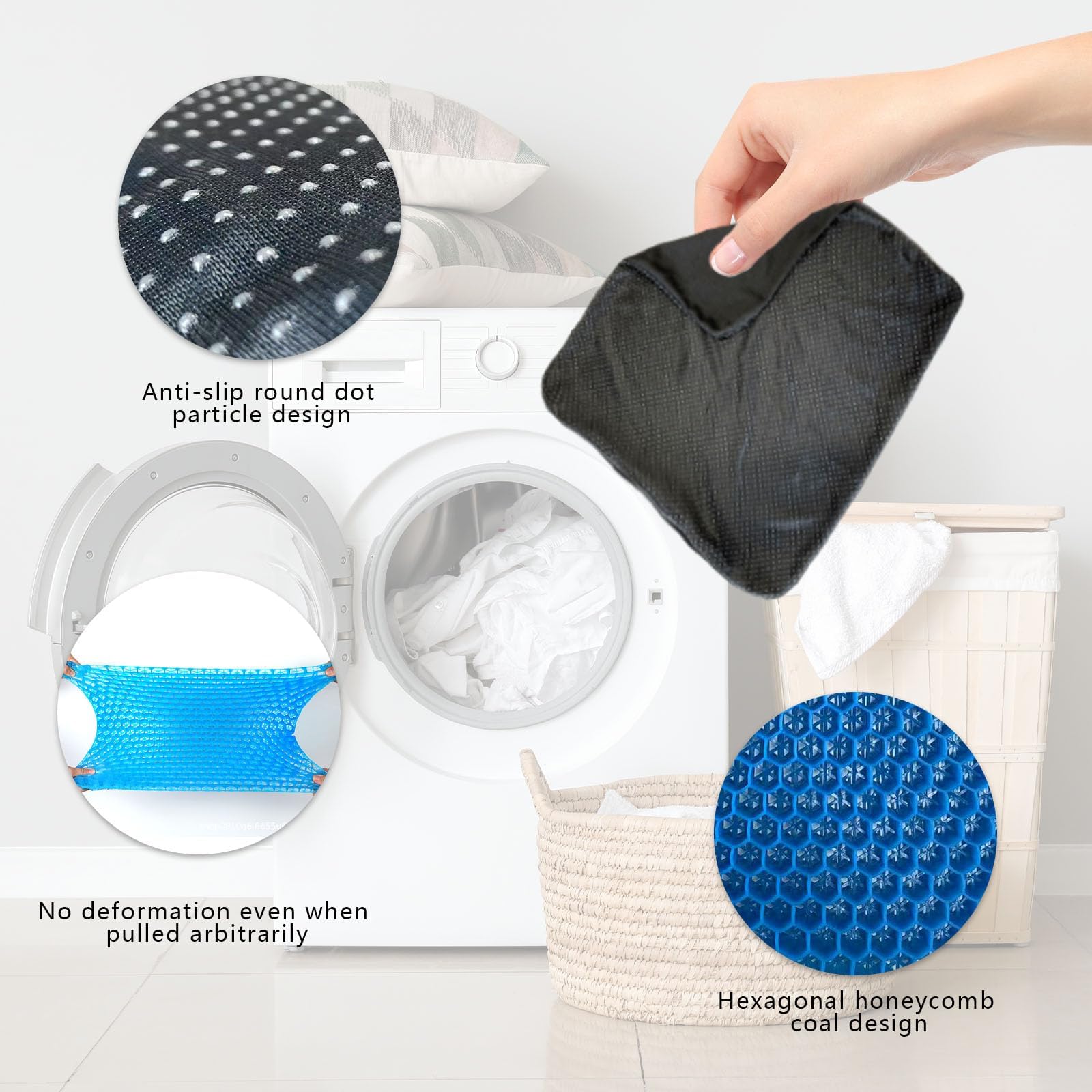 Gel Seat Cushion for Office Chair, 43 x 45 cm Double Layer Honeycomb Cooling Pad with 2 Washable Non Slip Covers, Pressure Relief Seat Cushion for Long Sitting, Car, Home and Wheelchair