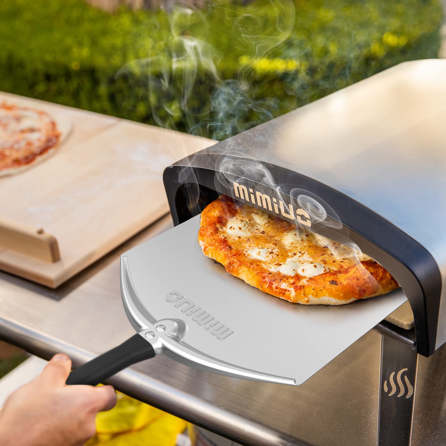 Mimiuo 12 x 14 Inch Aluminum Pizza Peel – Heavy-Duty Non-Stick Pizza Spatula for Oven & Grill, Lightweight Turning Shovel for Baking Bread, Pie & Pastries, Professional Pizza Tools