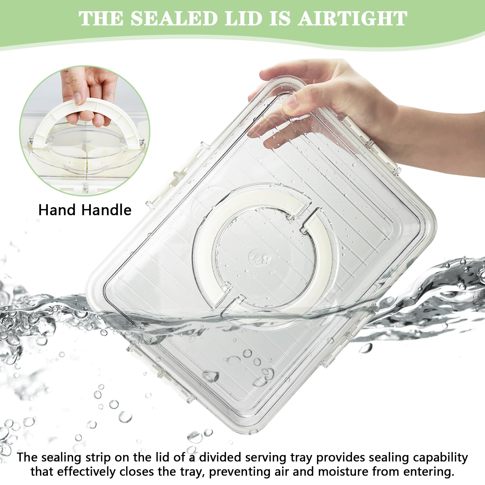 Artcome Sealed Divided Serving Tray with Handle, 8 Compartments, & Carry Bag - Ideal for Organizing and Carrying Snacks and Appetizers - Perfect for Outdoor Dining, Picnics, BBQs, Gatherings & Leisure
