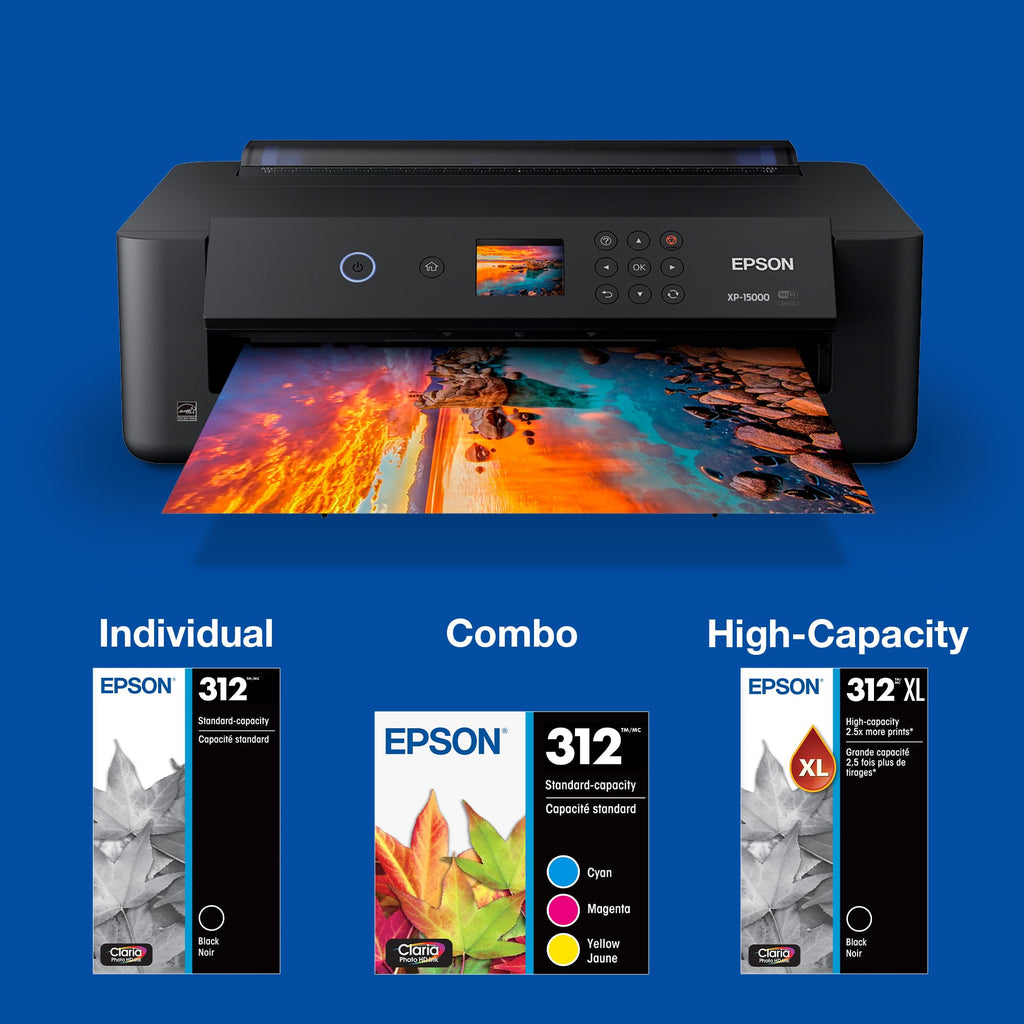 EPSON 312 Claria Photo HD Ink Standard Capacity Black Cartridge (T312120-S) Works with Expression XP-8500, 8600, 8700, 15000