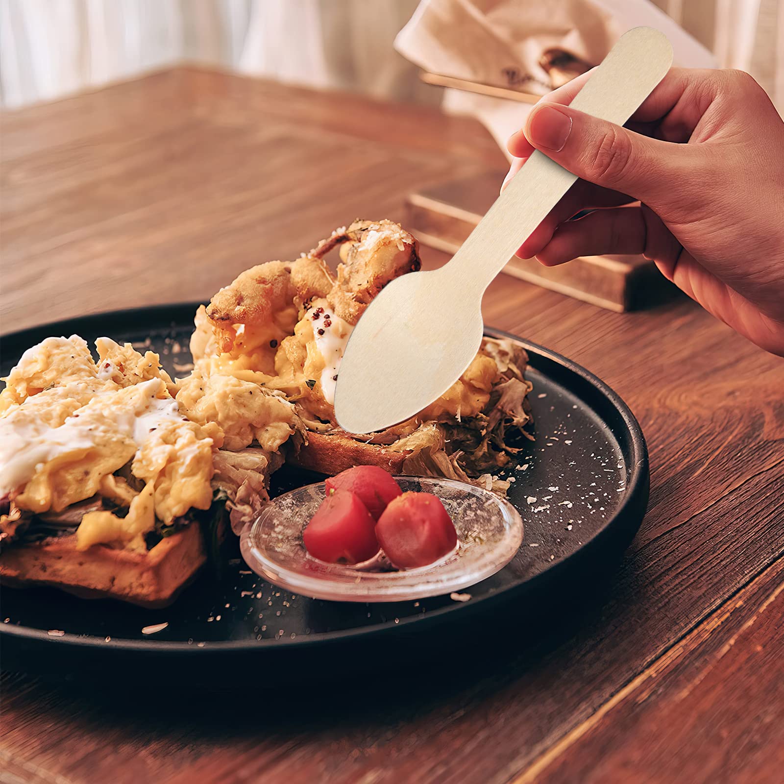 300 pcs Mini Wooden Spoons, 4.3 Inch Disposable Tasting Sampling Spoon, Biodegradable Compostable Cutlery Spoons, Mini Ice Cream Spoon for Restaurants and Parties