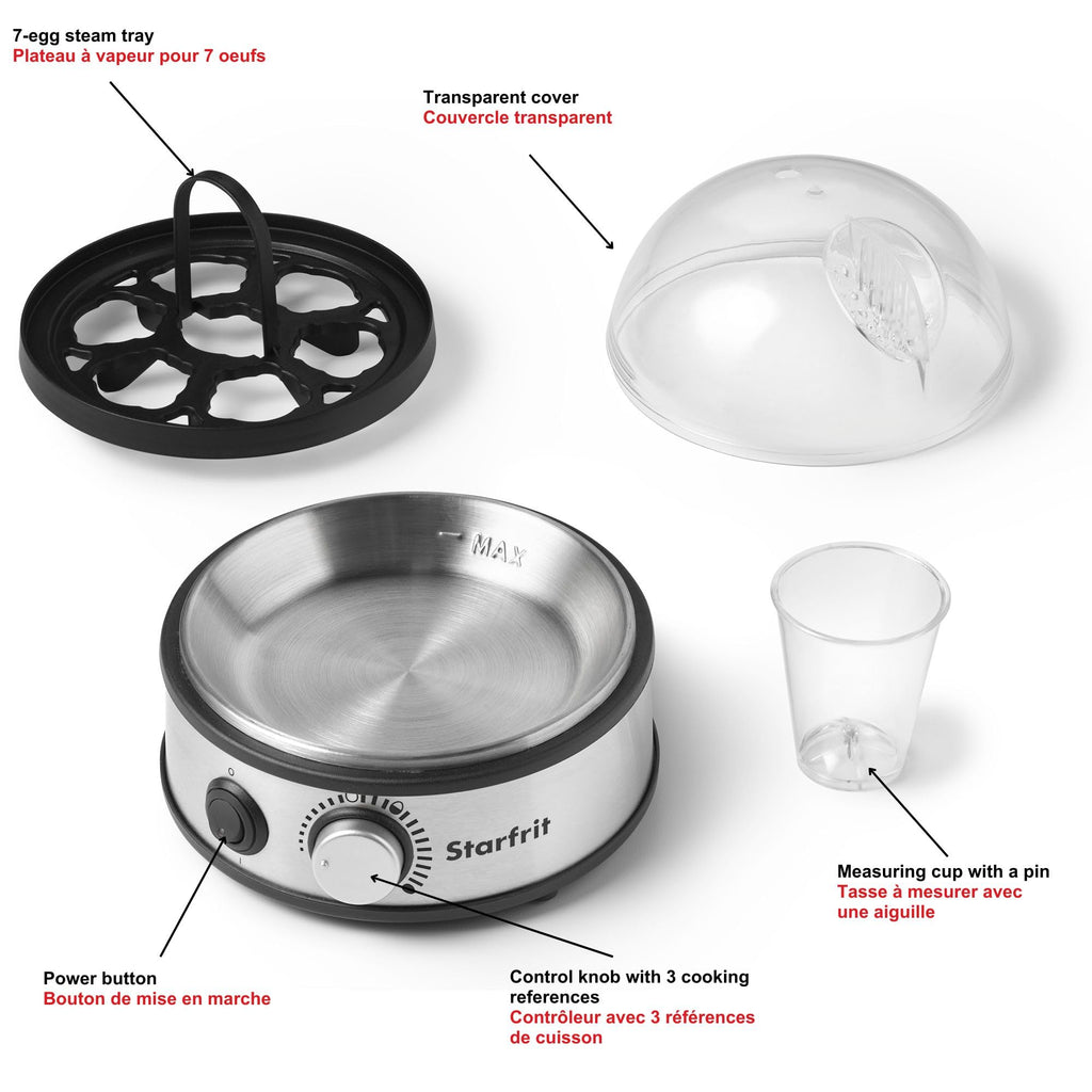 Starfrit 7-Egg Cooker with Measuring Cup - Dry Boil Protection - 3 Settings