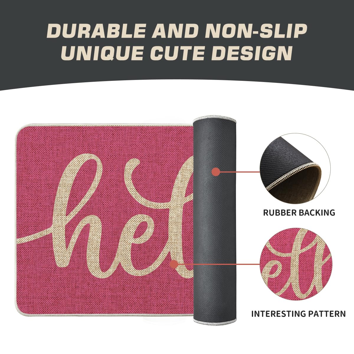 Artoid Mode Pink Hello Spring Doormat, Summer Home Decor Low-Profile Switch Rug Door Mat Floor Mat for Indoor Outdoor 17x29 Inch