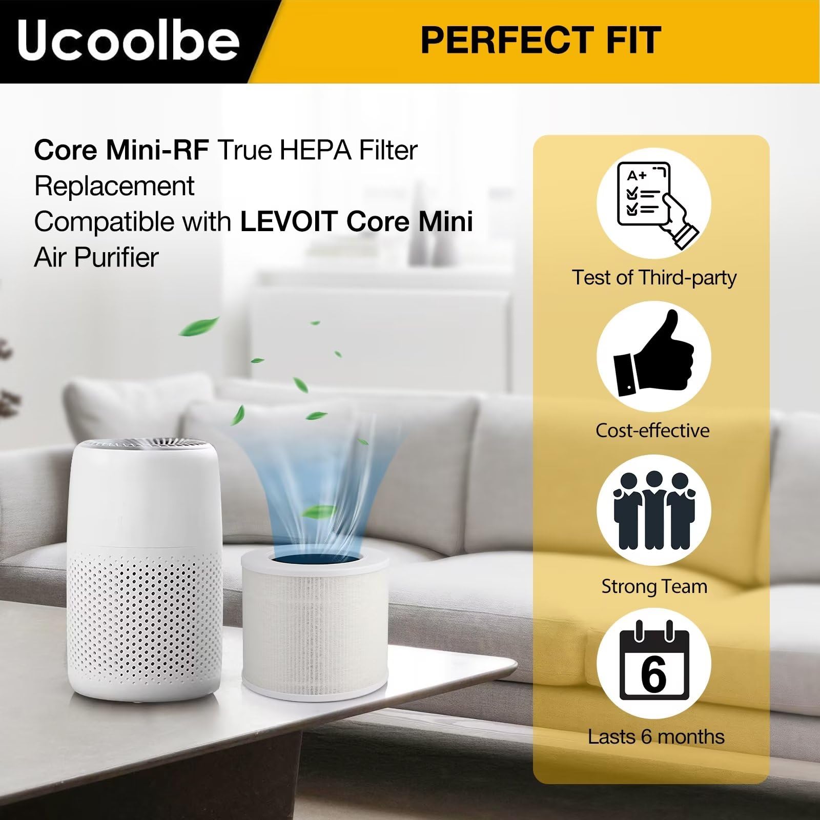 2-Pack Core Mini Replacement Filter for LEVOIT Core Mini Air Purifiers, H13 True HEPA Filter Replacement, 3-in-1 Premium High Efficiency Filter with 6 Fragrance Sponges, Part Core Mini-RF