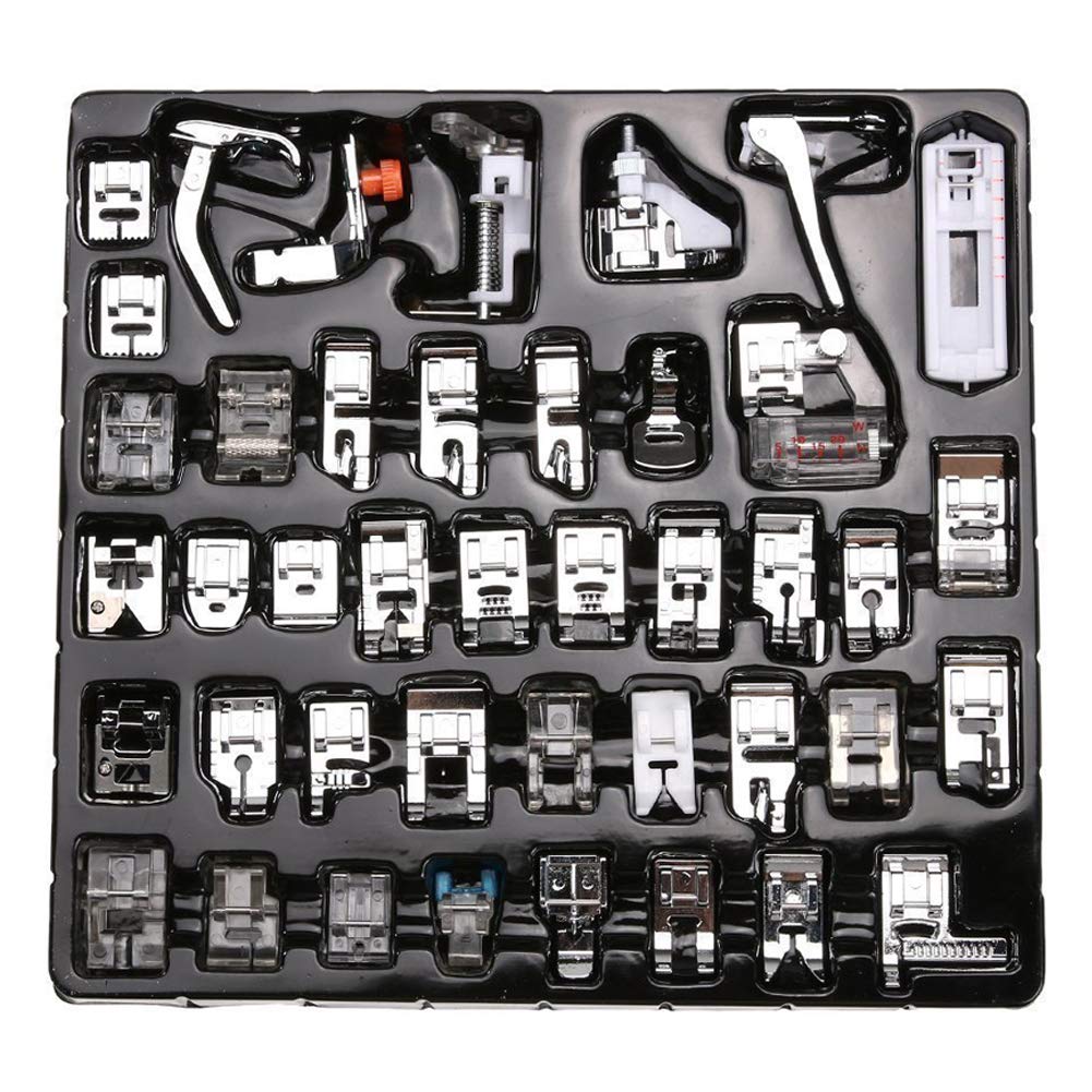 BUDDE 42pcs Domestic Sewing Machine Presser Feet Set for Brother, Babylock, Singer, Janome, Elna, Toyota, New Home, Simplicity, Necchi, Kenmore, and White Low Shank Sewing Machines