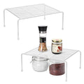 Lonian Kitchen Cupboard Organiser - Home Storage Shelf Wire Rack (2-Pack) for Cabinets, Countertops, Pantries | Rust-Proof, Space Saving, White