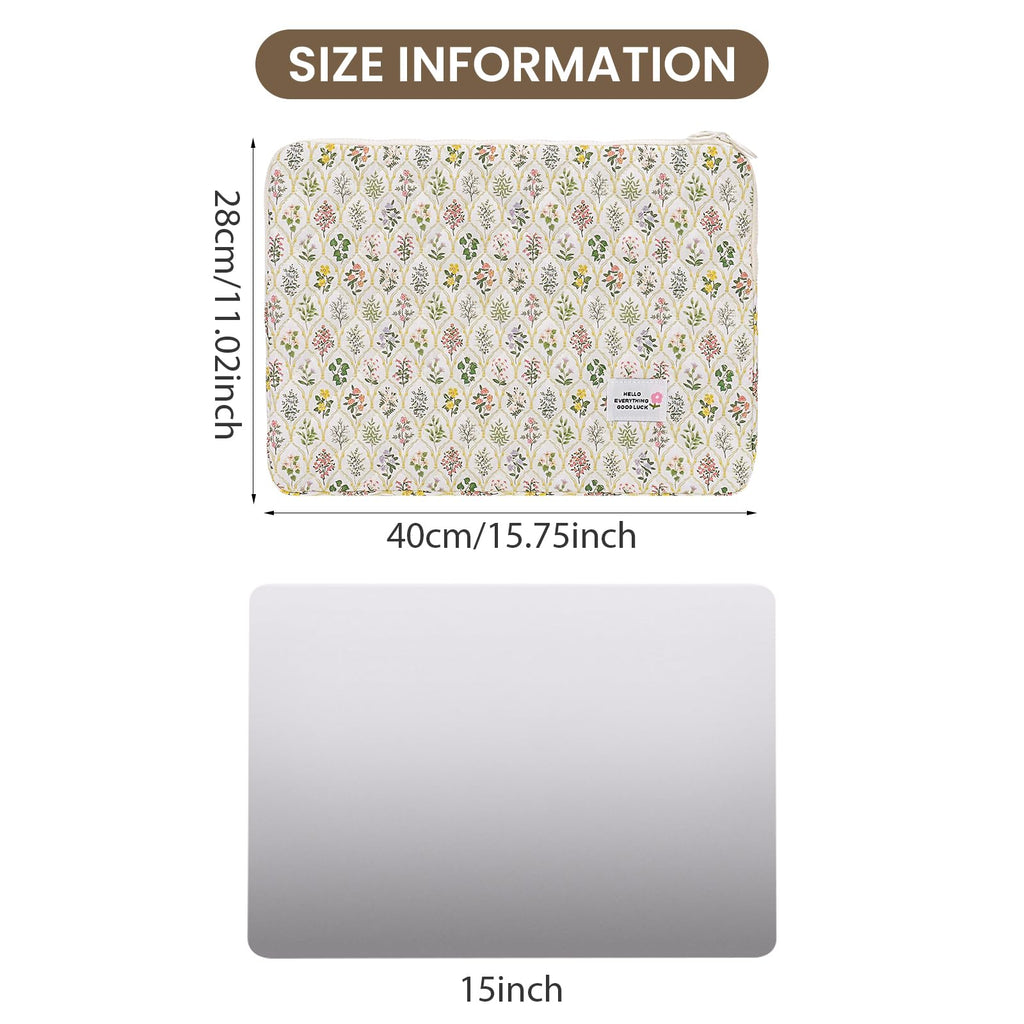 HICARRY Cute Puffy Laptop Sleeve Aesthetic Flower Print Quilted Laptop Case Puffer Cute Laptop Protective Case