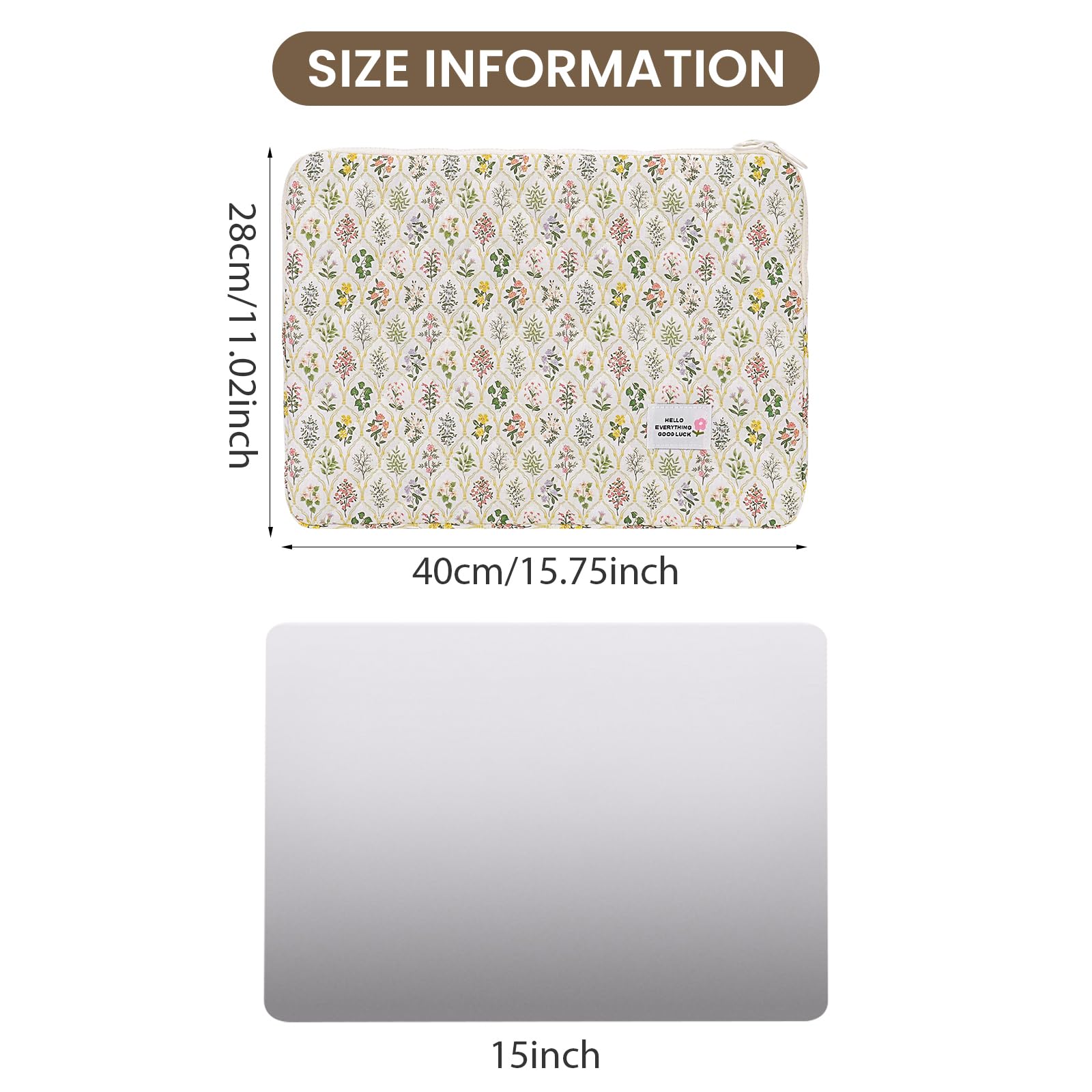 HICARRY Cute Puffy Laptop Sleeve Aesthetic Flower Print Quilted Laptop Case Puffer Cute Laptop Protective Case