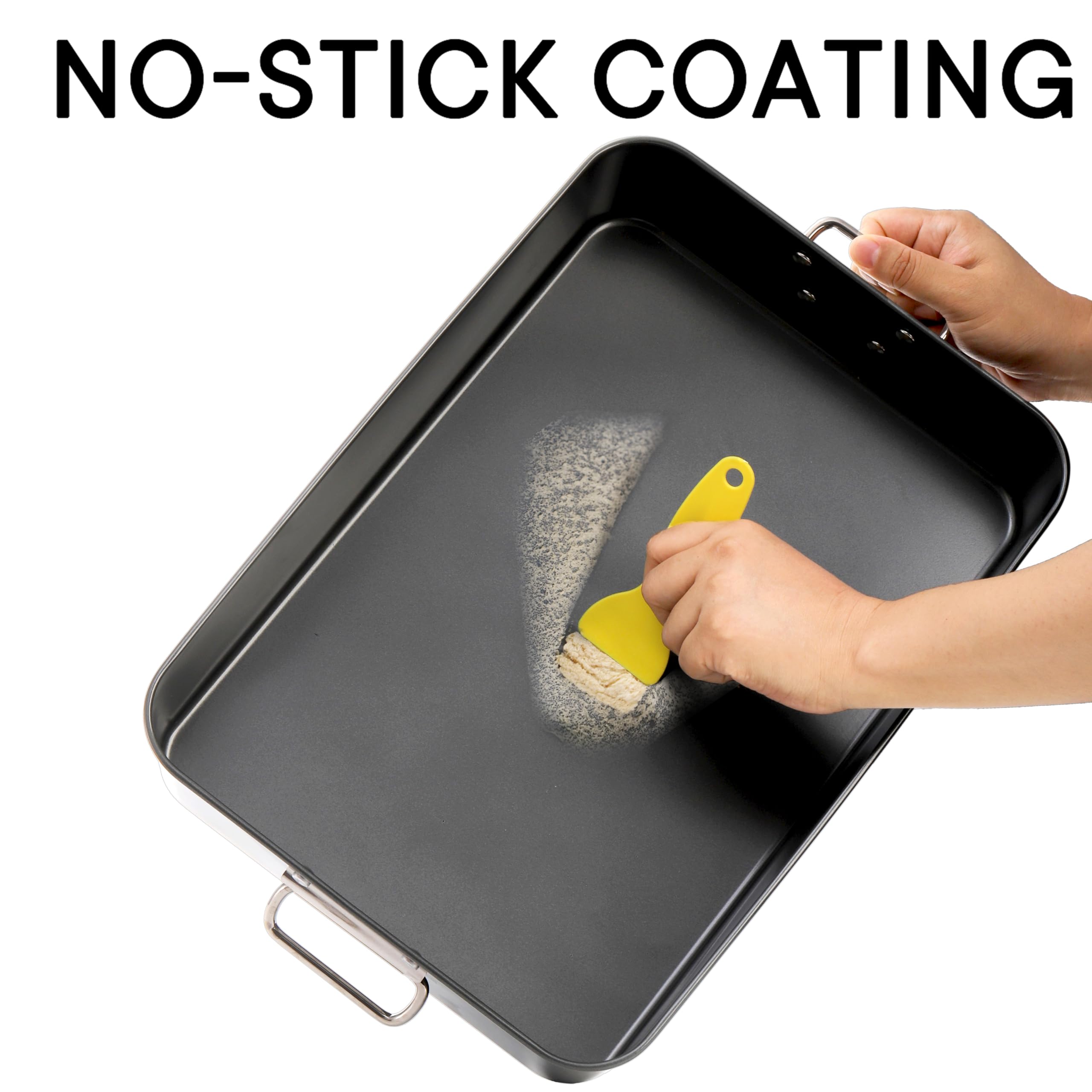 Jucoan Lasagna Pan 3 Inch Deep, 16 x 11.5 Inch Baking Pan for Oven, Non-Stick Baking Dishes Roasting Pan Brownies Pan for Baking, Roasting, Dishwasher Safe