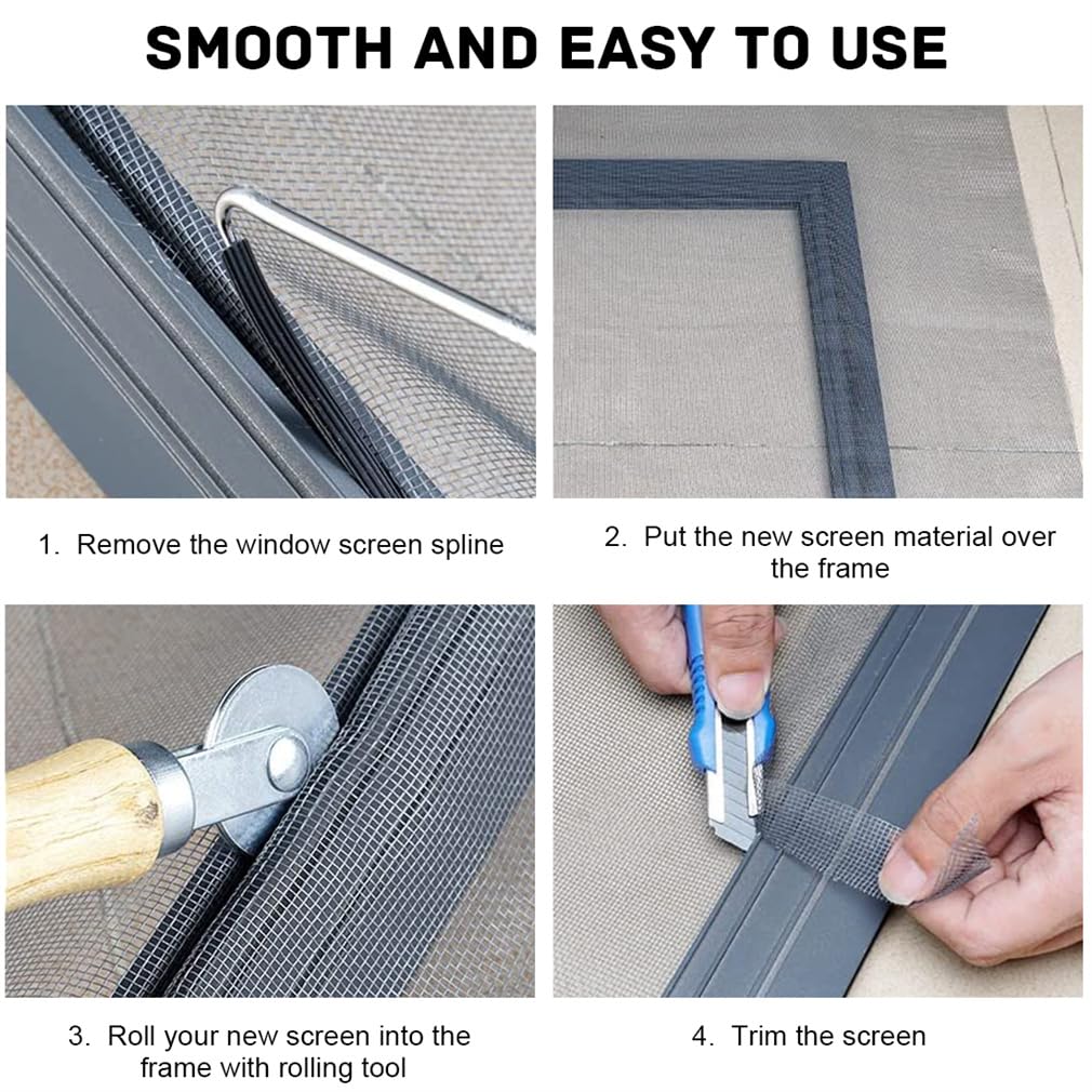 Pet Proof Window Screen Replacements 47.2"X 98.4" Window Screen Roll Door Screen Replacement Mesh Heavy Duty Screens Repair Kit for Sliding Door Patio (Folded Package)