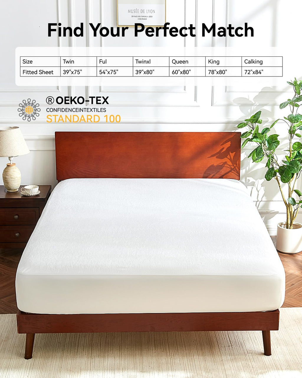 Queen Size Mattress Protector Cooling Waterproof Mattress Pad Cover,Bamboo Terry Top Breathable Fitted Sheet Style Deep Pocket-Noiseless,Vinyl,PVC Free Mattress Protector Queen for Pets Kids Adults