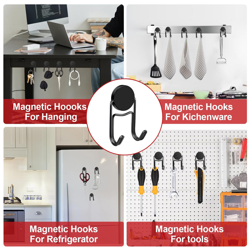 Buelkmag Magnetic Hooks 50Lbs+ 2026 Cruise Essentials Magnet Hook Heavy Duty Magnets Hanging Swivel Hooks for Refrigerator Grill Toolbox Outdoor 4 Pack (Black)