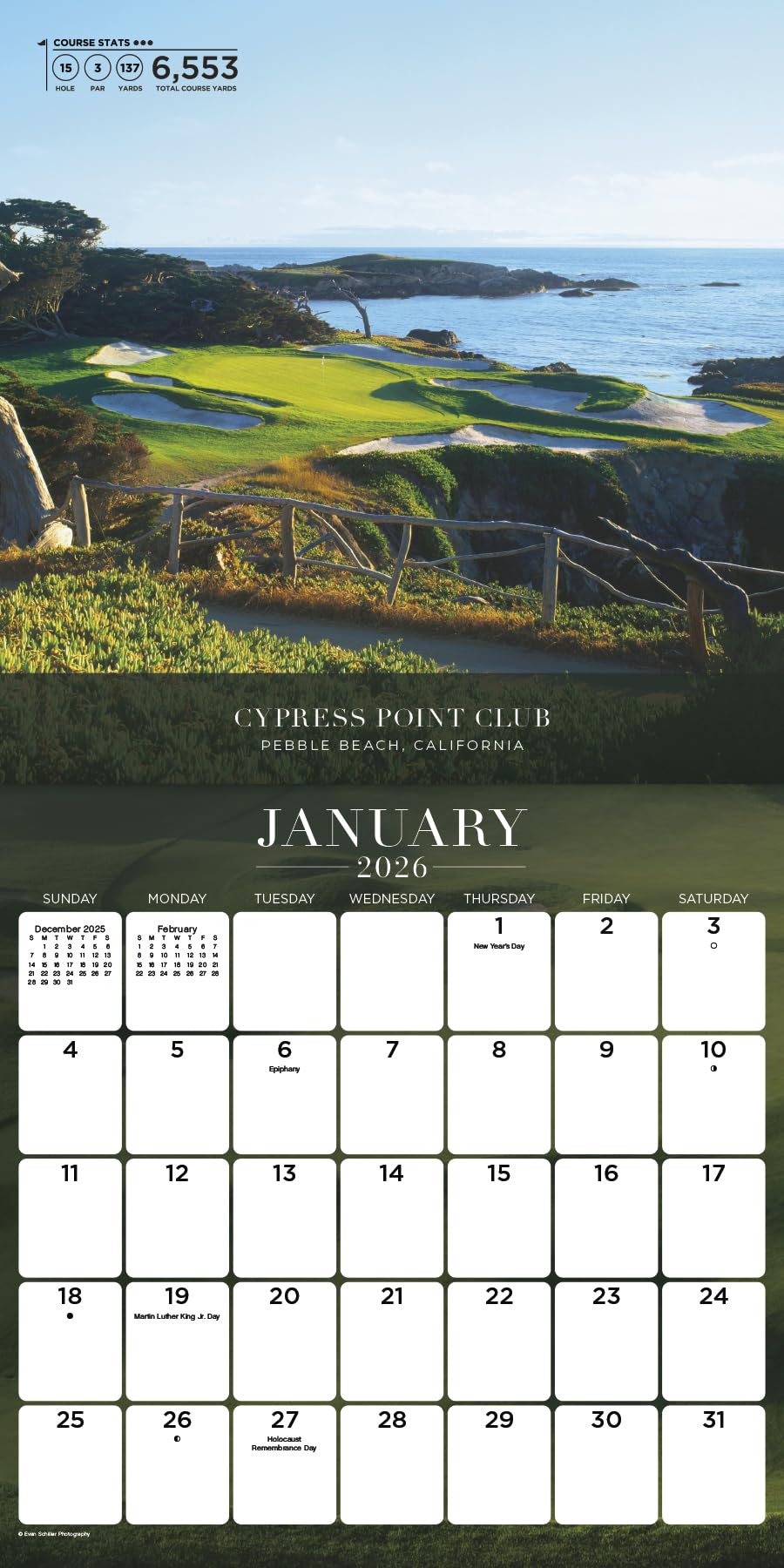 2026 Sports Illustrated Golf Courses Wall Calendar