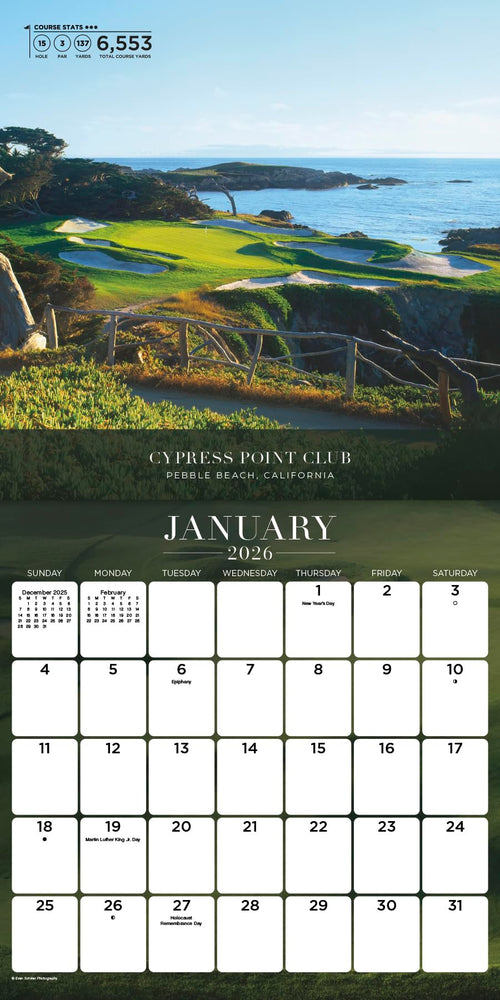 2026 Sports Illustrated Golf Courses Wall Calendar