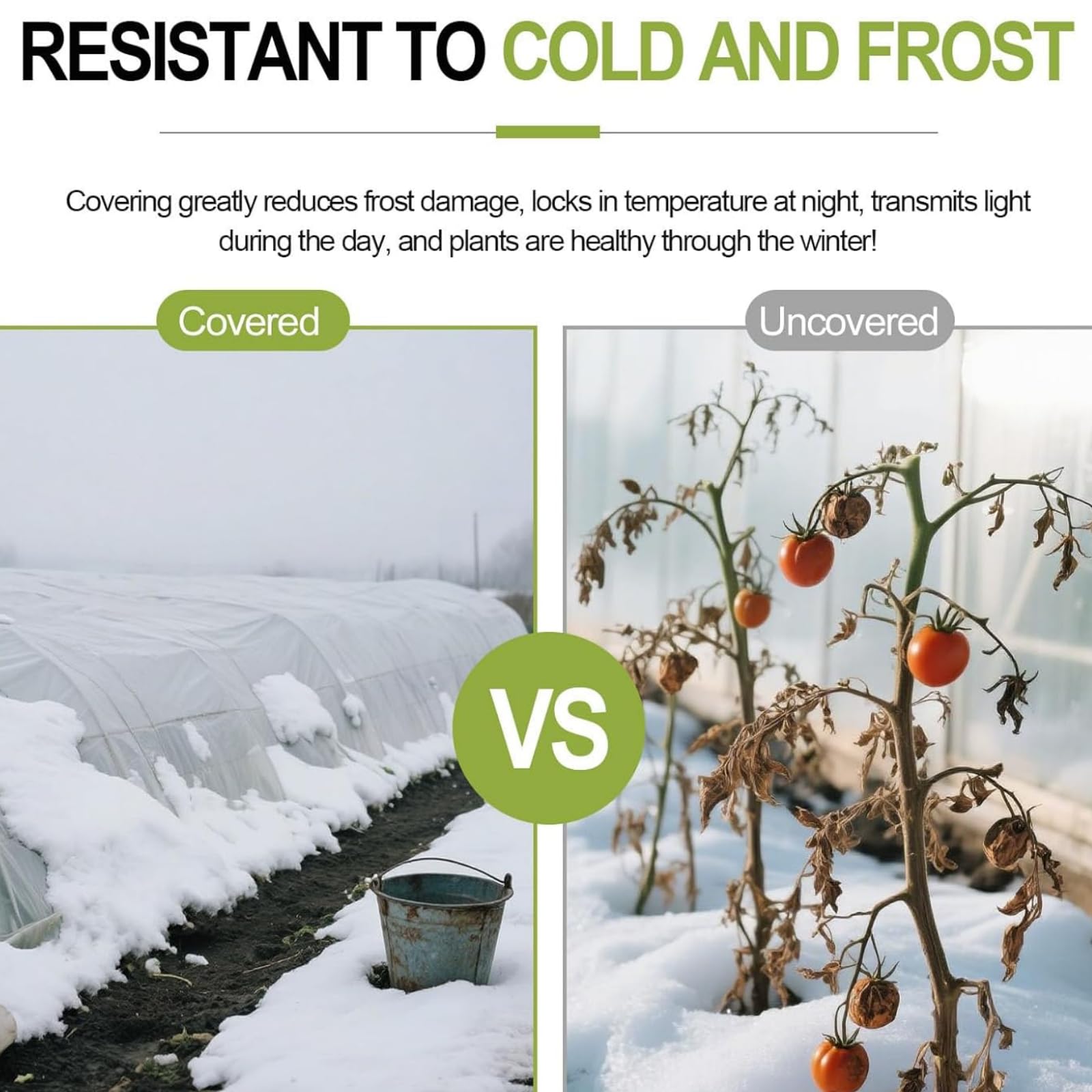 Plant Covers Freeze Protection Kit, Frost Cloths for Outdoor Plants, UV Resistant Polyethylene Film, Plant Vegetable Blanket Covers for Plants Dust Proof Cold Weather Winds (10 X 50 Ft)