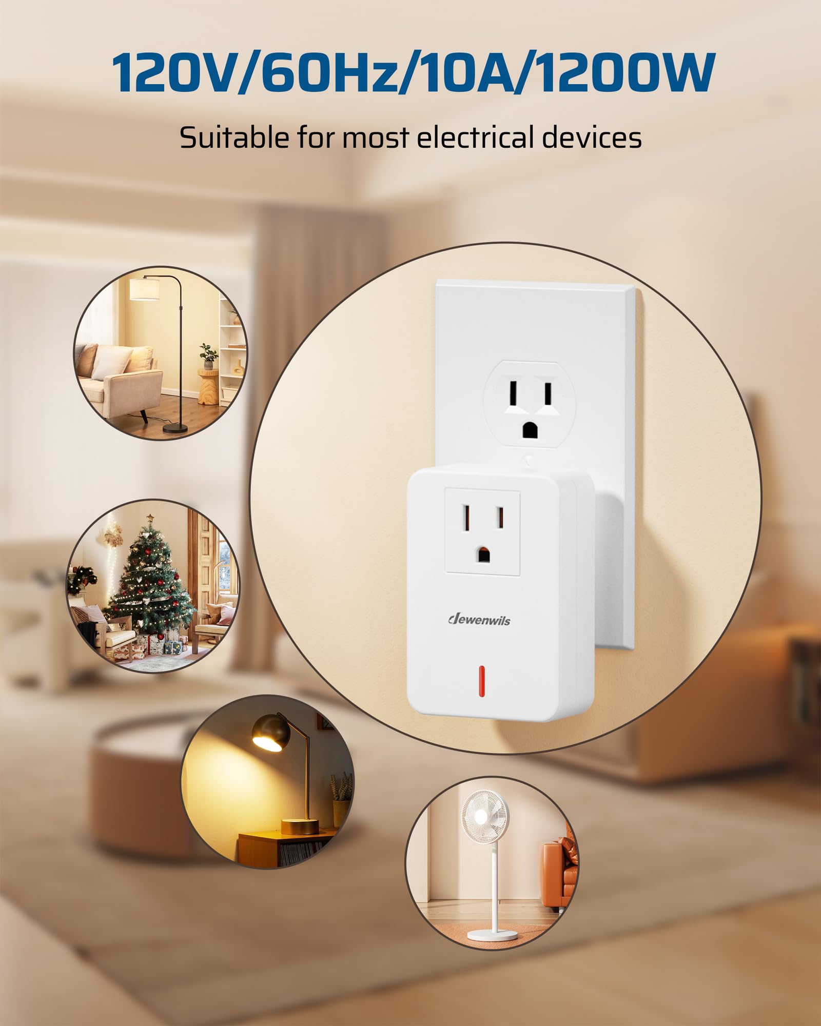 DEWENWILS Remote Control Outlet Wireless Wall Mounted Light Switch, Electrical Plug in on Off Power Switch for Lamp, No Wiring, Expandable, 100 Feet RF Range, ETL Listed