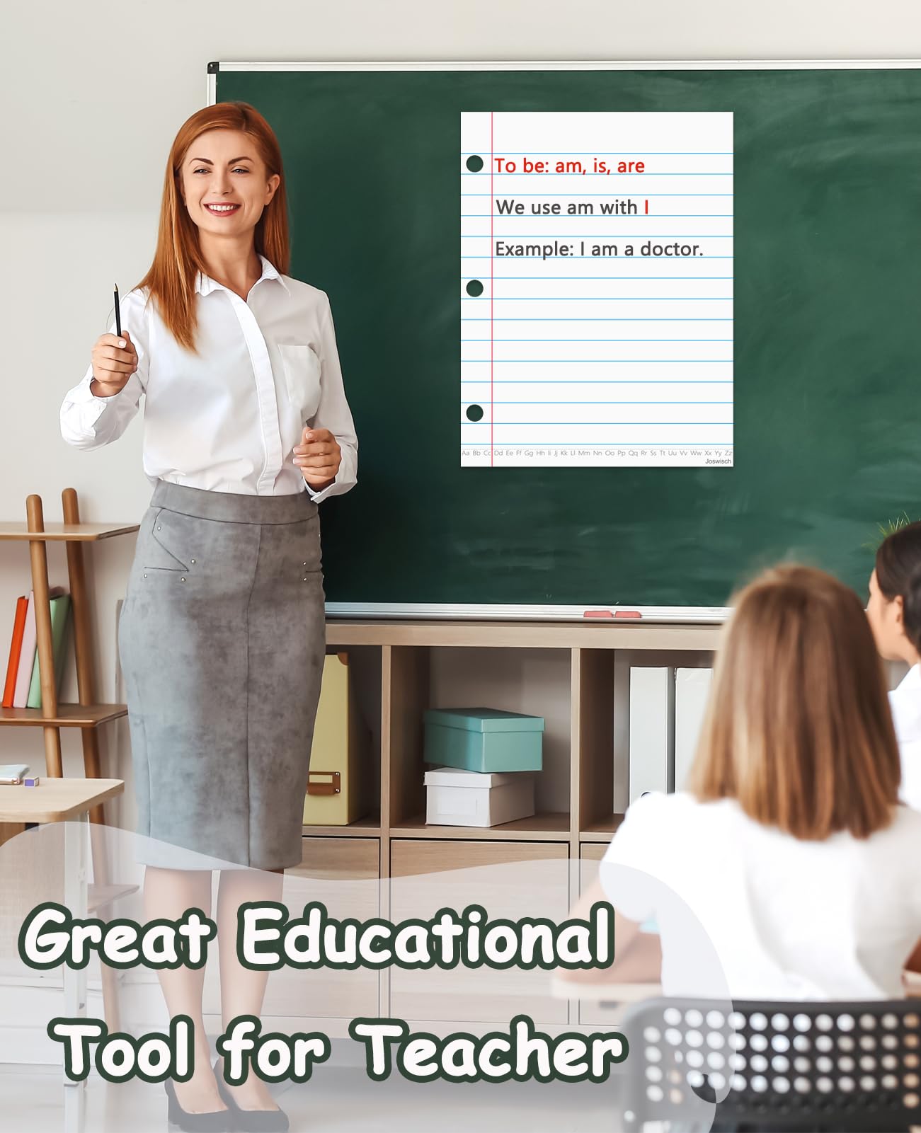 Joswisch Dry Erase Giant Sized Magnetic Notebook Paper, Handwriting Lined Paper for Classroom Whiteboard Accessories, Dry Erase Notebook Teaching Aids, Homeschool Teaching Supplies 17" x 22"