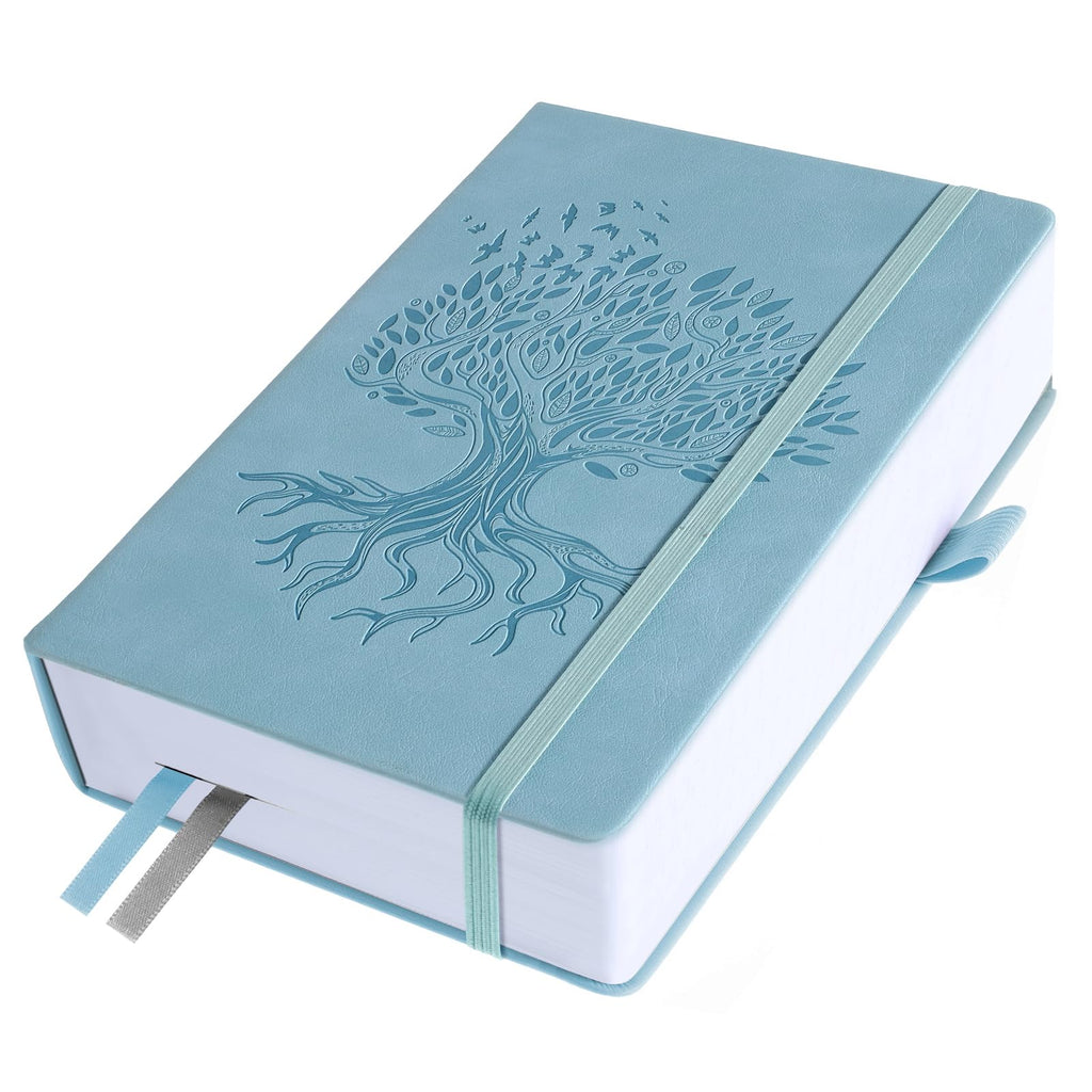 Journal Notebook with 365 Numbered Pages, Large B5 College Ruled Notebook for Work, Hardcover Leather Journal for Women Men, Lined Journals Notebook with Index Stickers for Writing, 7.6" X 10", Blue