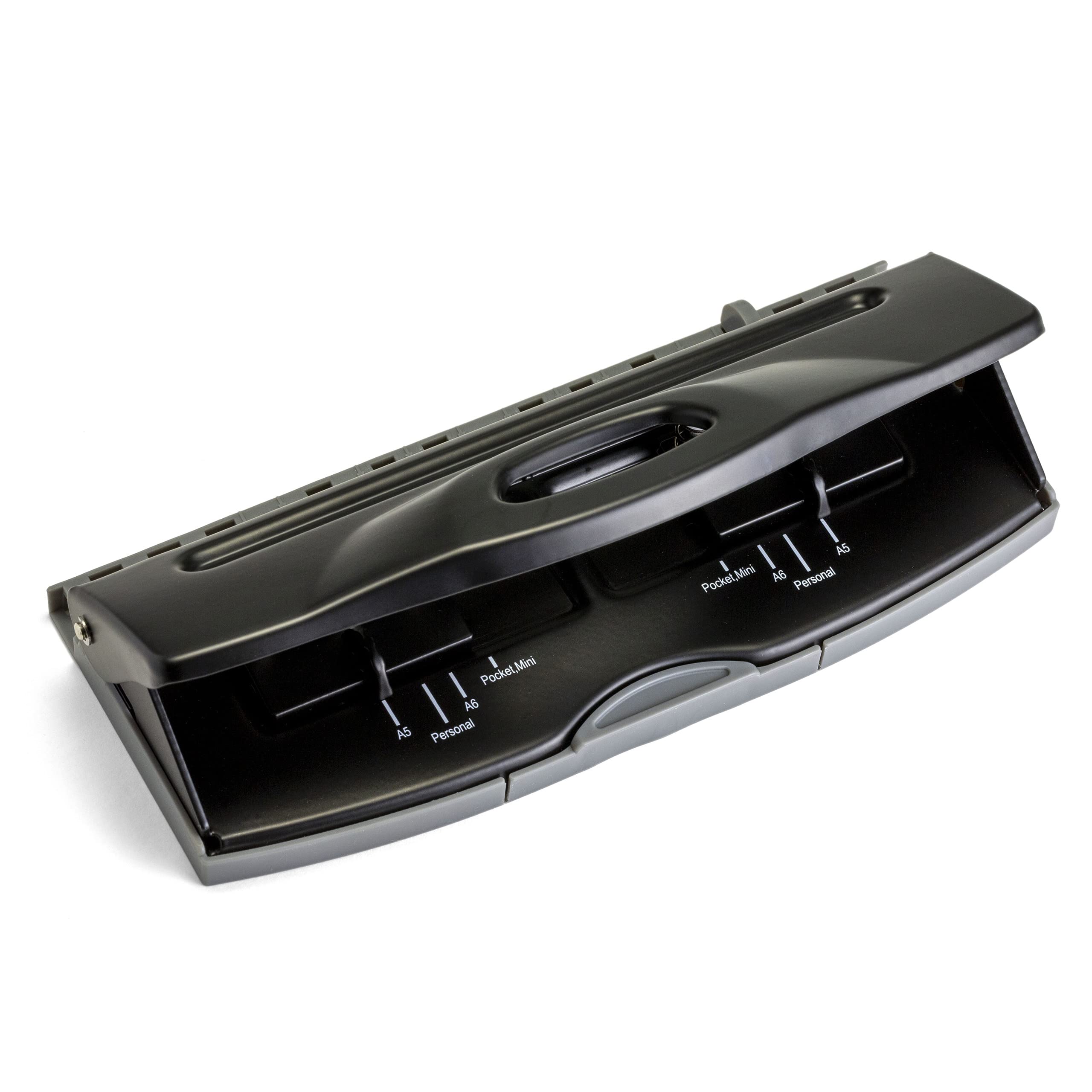 Officemate Adjustable 6-Hole Punch for Planners and Binders, 8 Sheet Capacity, Black (90160)