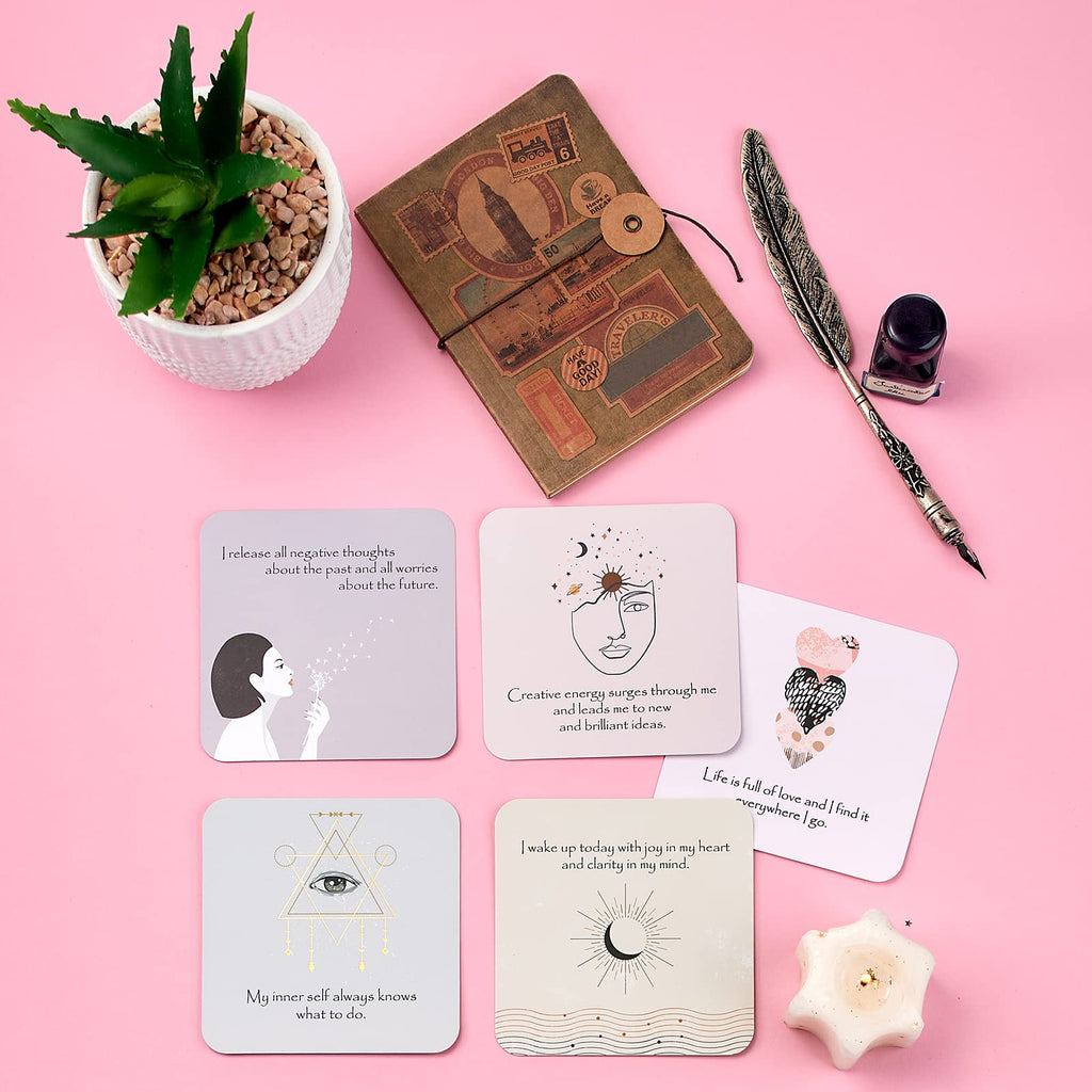 Positive Affirmations Cards for Women with Thought-Provoking Questions, Daily Affirmations for Women, Mindfulness, Meditation & Inspirational Cards